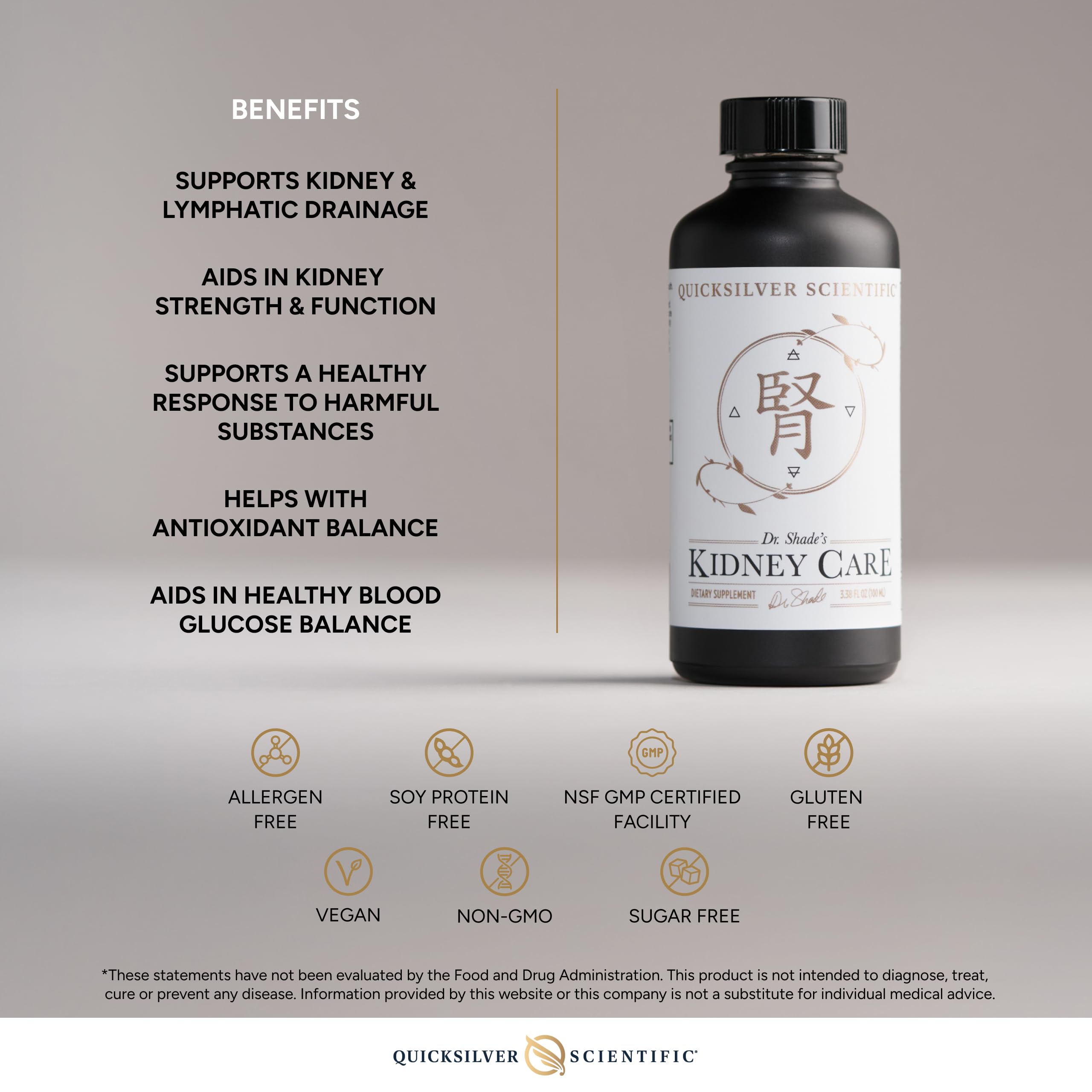 Quicksilver Scientific Kidney Care - Kidney Cleanse & Lymphatic Drainage Supplements - Astragaloside IV Extract, Zhu Ling, Goldenrod, Ferulic Acid, He Shou Wu & Dandelion Leaf (3.38oz / 100ml) Quicksilver Scientific buy supplements canada