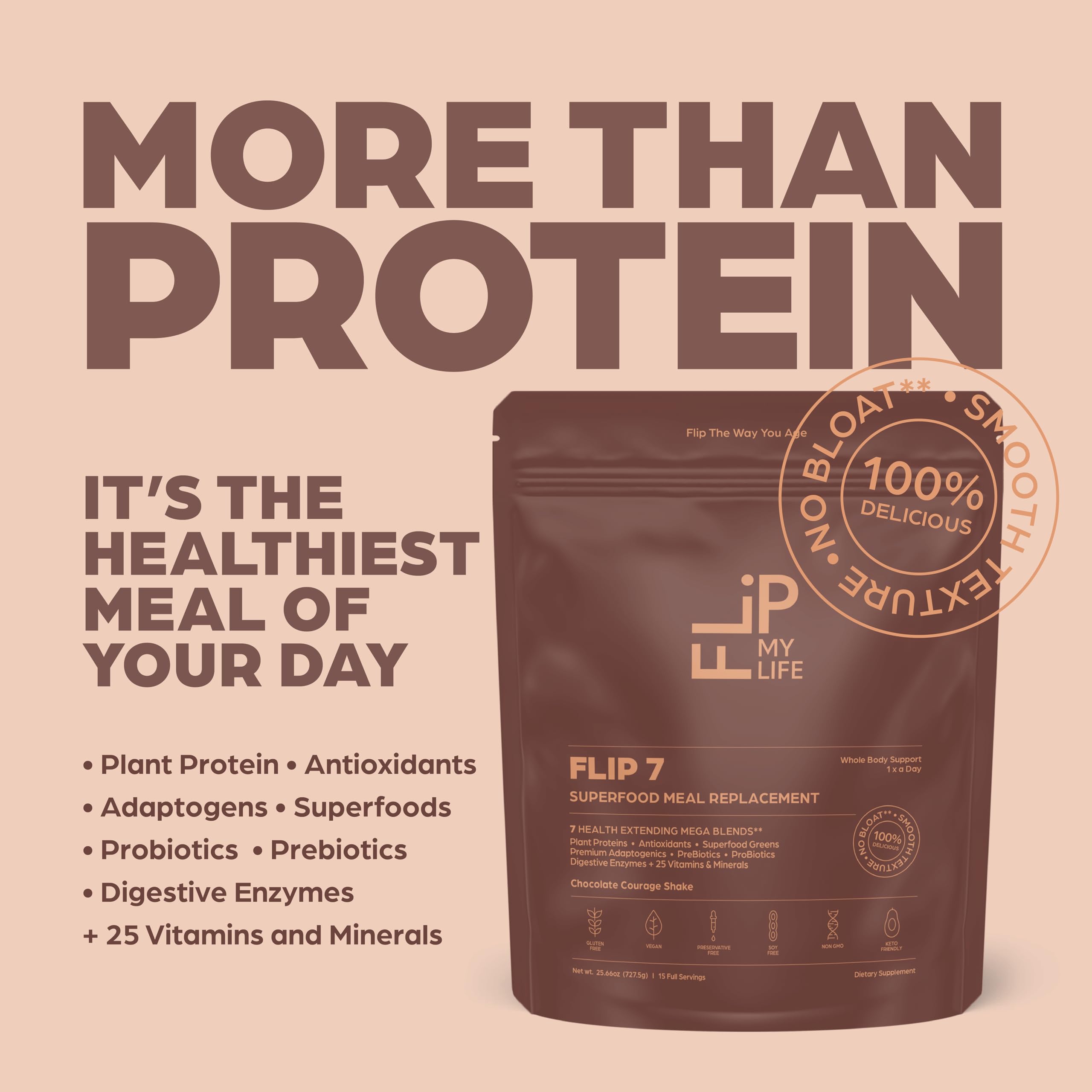 Flip My Life, Flip 7 Natural SuperFood, Plant-Based Protein, Complete Meal Replacement to Support Healthy Gut, 7 Mega Nutrient Rich Blends Flip My Life buy supplements canada