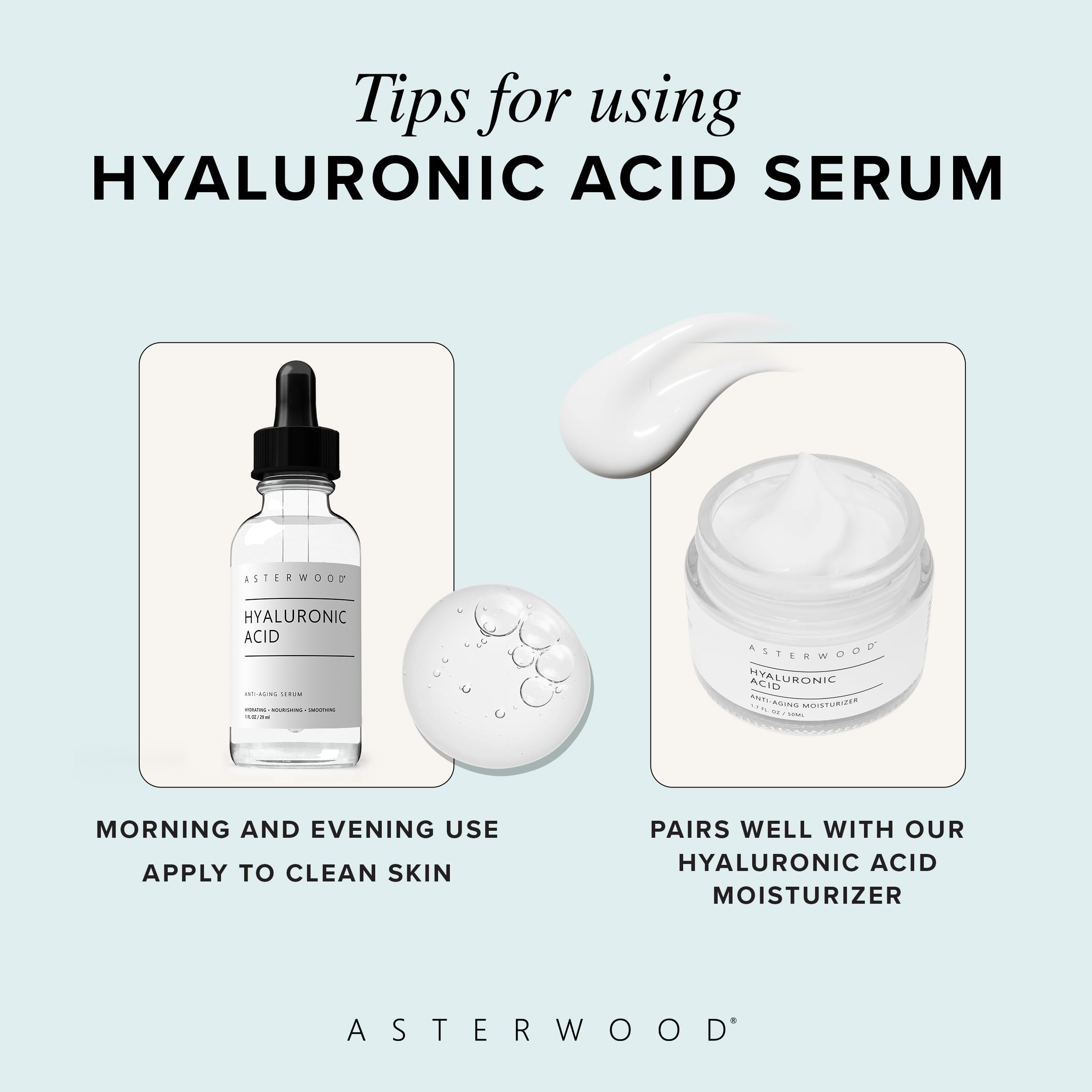 Asterwood Hyaluronic Acid Serum for Face - Plumping, Anti-Aging, Hydrating - Fragrance-Free - 1 Fl Oz Asterwood buy supplements canada