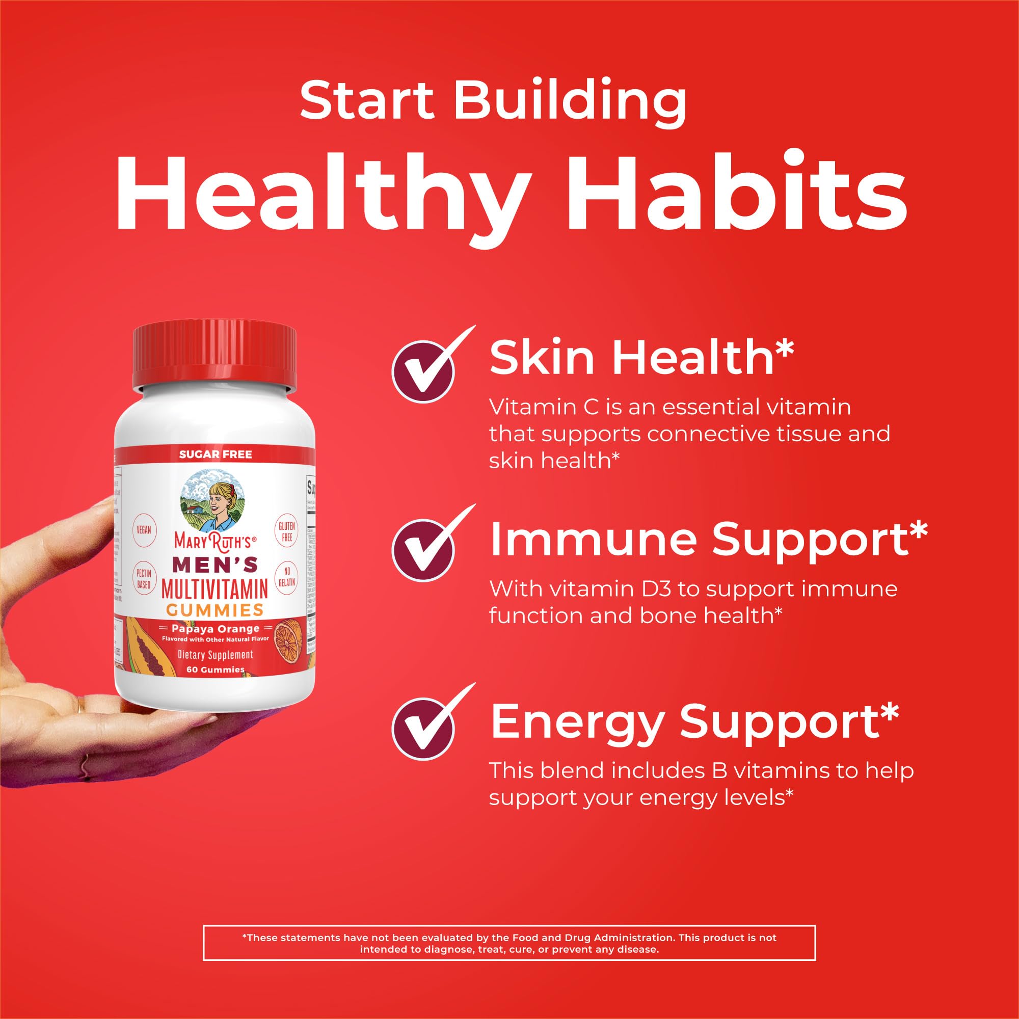 MaryRuth's Multivitamin Gummies for Men | Vitamin A, C, D, E, B6, B12, Biotin, Zinc | Energy Metabolism | Immunity | Bone Health | Cellular Health | Vegan | Non-GMO | Gluten & Sugar Free | 60 Count MARYRUTH'S buy supplements canada