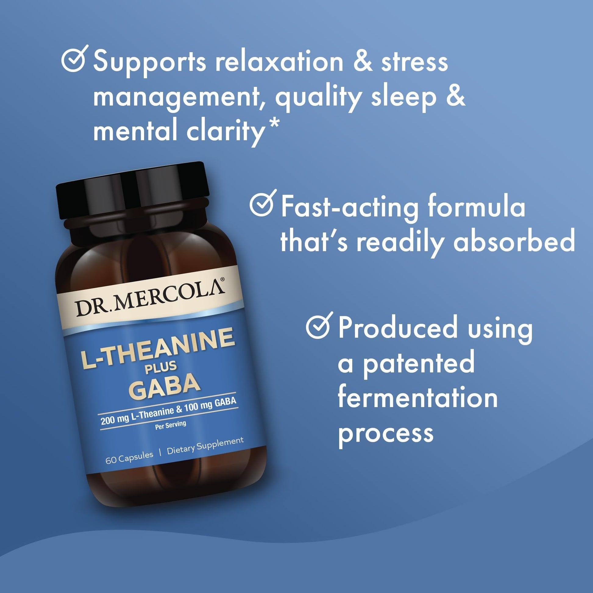Dr. Mercola L-Theanine Plus GABA - Supports Relaxation - Focus & Cognitive Function - Stress Support Supplement - 200 mg L-Theanine - 100 mg GABA - 60 Capsules Dr. Mercola buy supplements canada