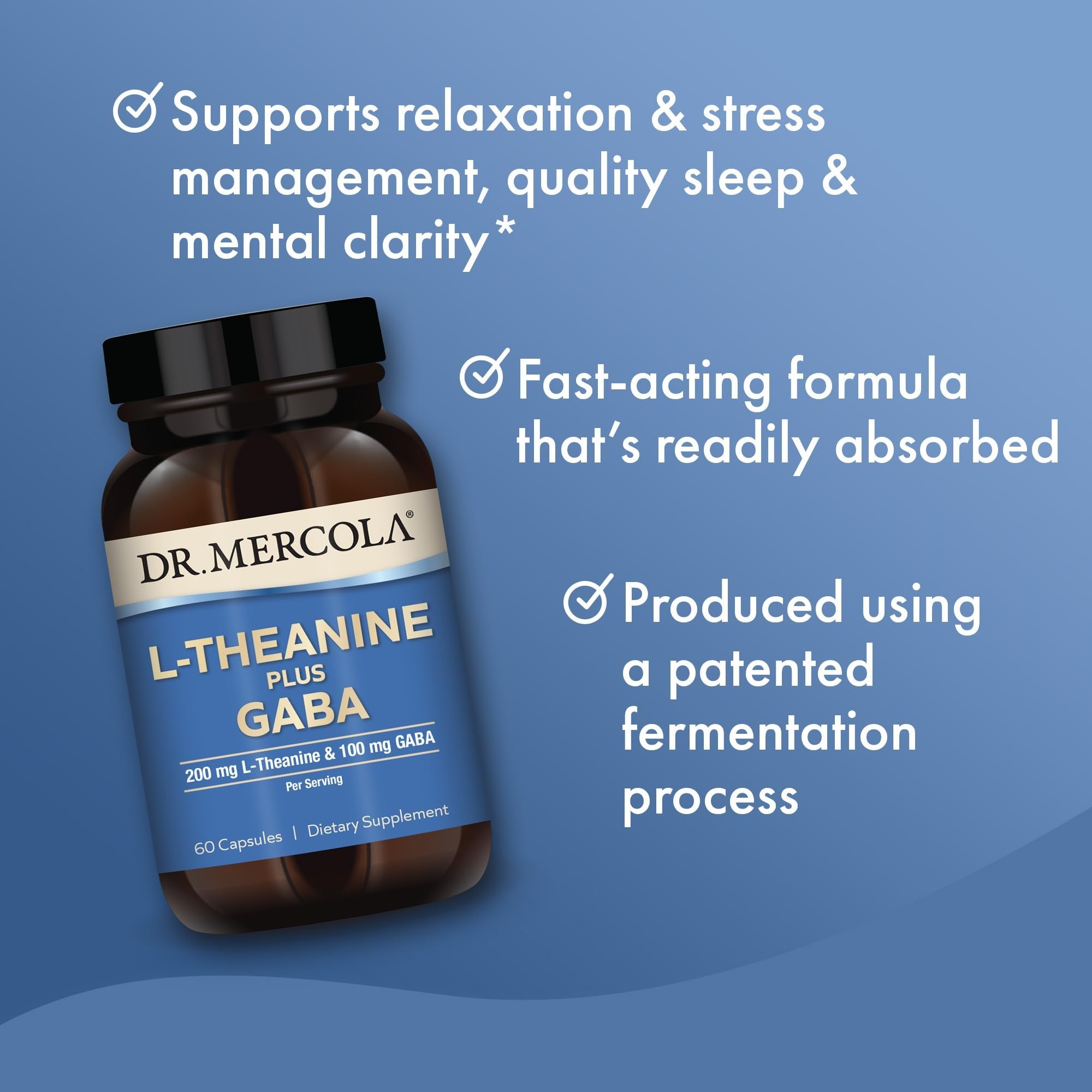Dr. Mercola L-Theanine Plus GABA - Supports Relaxation - Focus & Cognitive Function - Stress Support Supplement - 200 mg L-Theanine - 100 mg GABA - 60 Capsules Dr. Mercola buy supplements canada