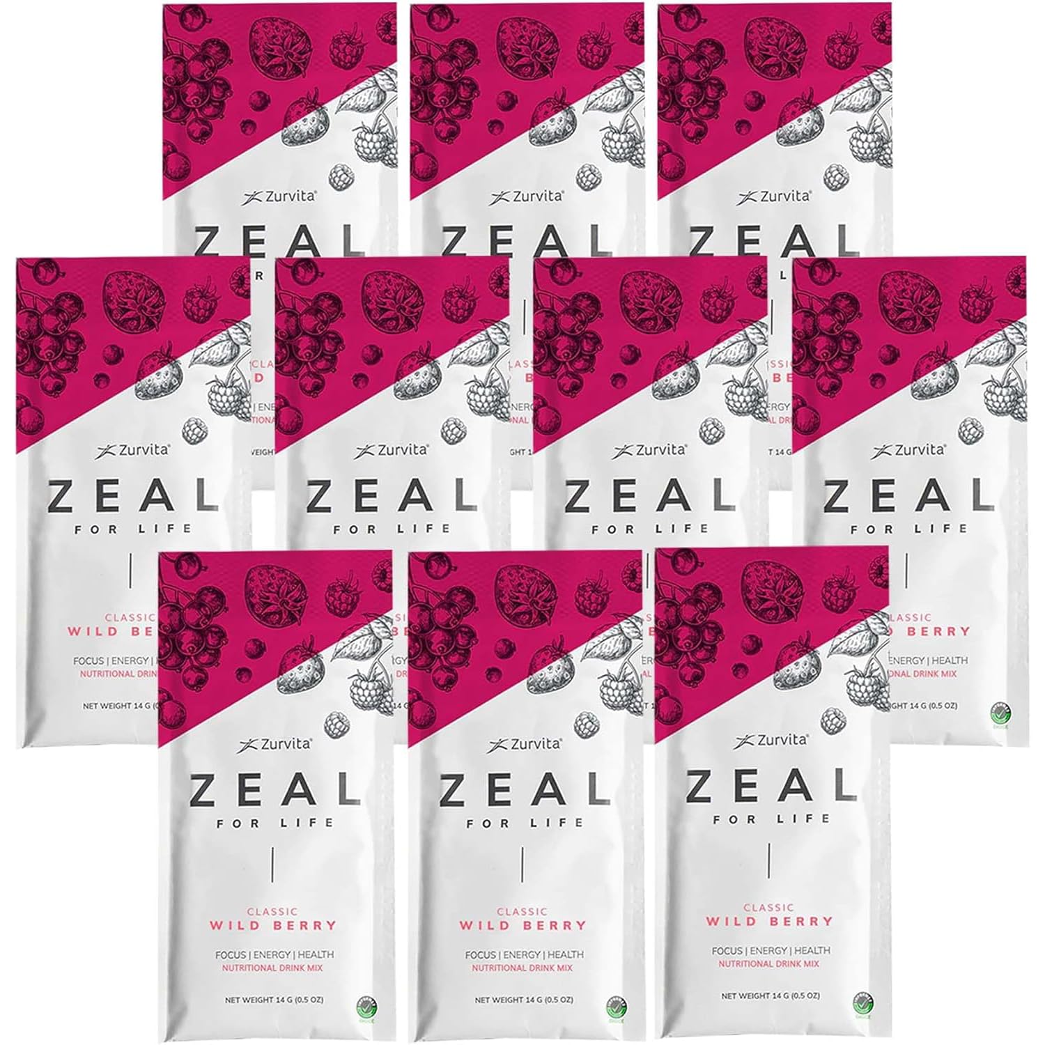 Zurvita - Zeal for Life Wellness Drink Mix - Wild Berry (Classic) Flavor - Gluten-Free, Vegan, with Vitamins and Minerals - 10 Single Packets Zurvita buy supplements canada