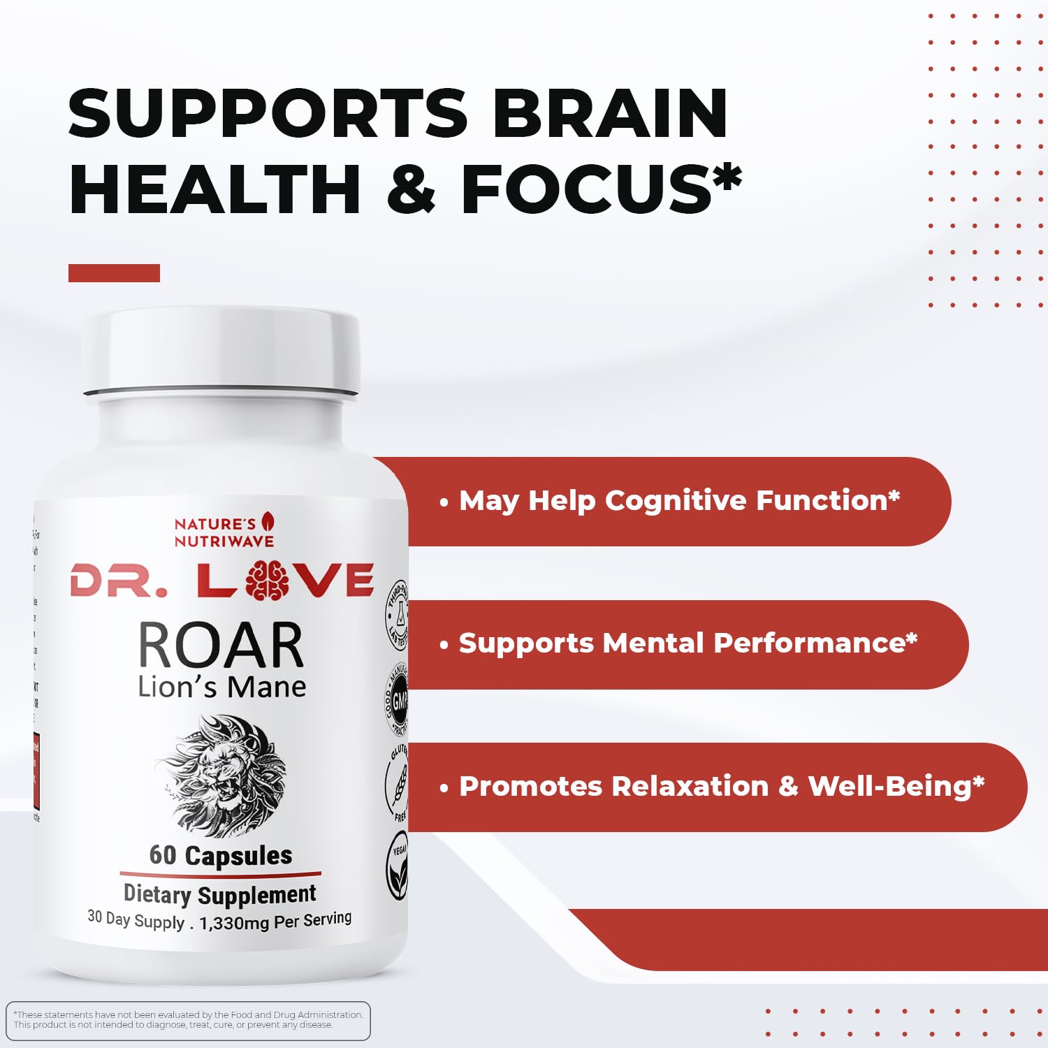 Nature’s NutriWave Dr. Love Roar Lion’s Mane Mushroom Supplement – Plant-Based Formula with Cordyceps, Reishi & Shiitake – Vegan, Gluten-Free, GMP Certified, Made in USA – 60 Capsules, 1 Month Supply Nature’s NutriWave buy supplements canada