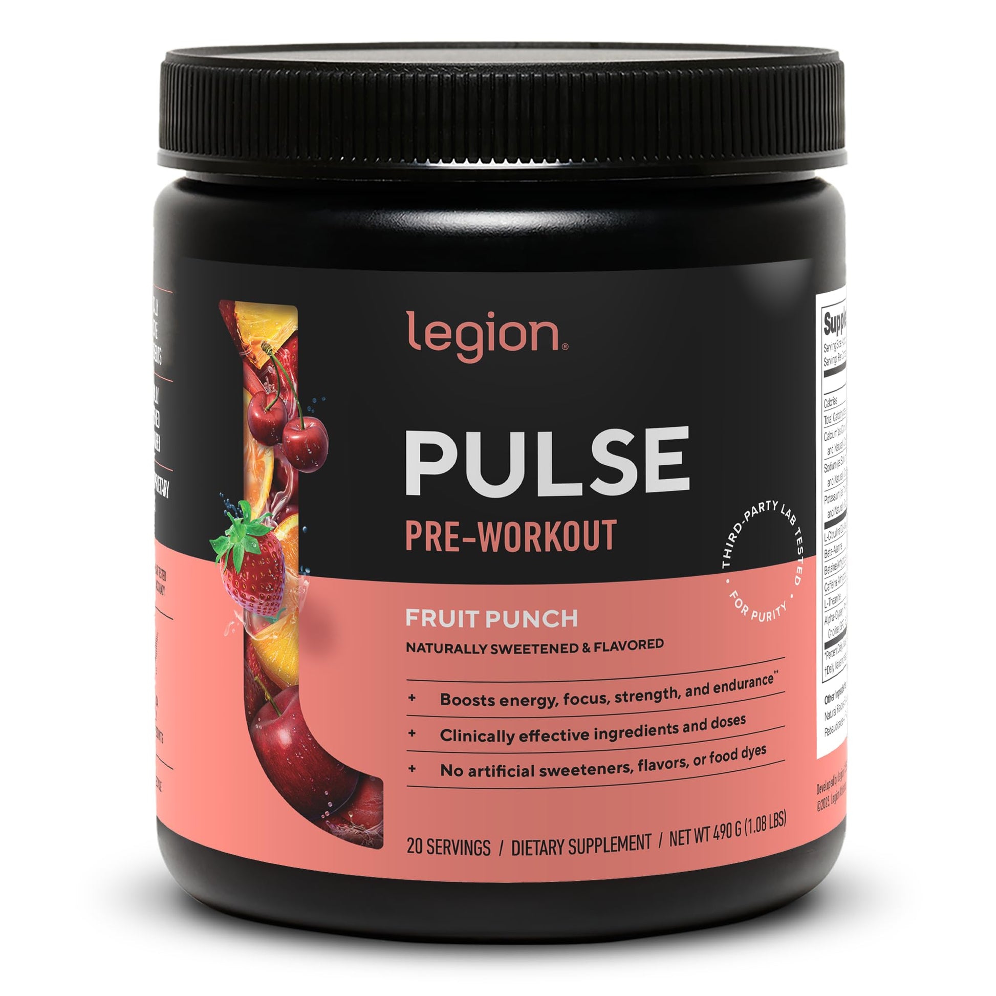 LEGION Pulse Pre Workout Supplement - All Natural Nitric Oxide Preworkout Drink to Boost Energy, Creatine Free, Naturally Sweetened, LEGION buy supplements canada