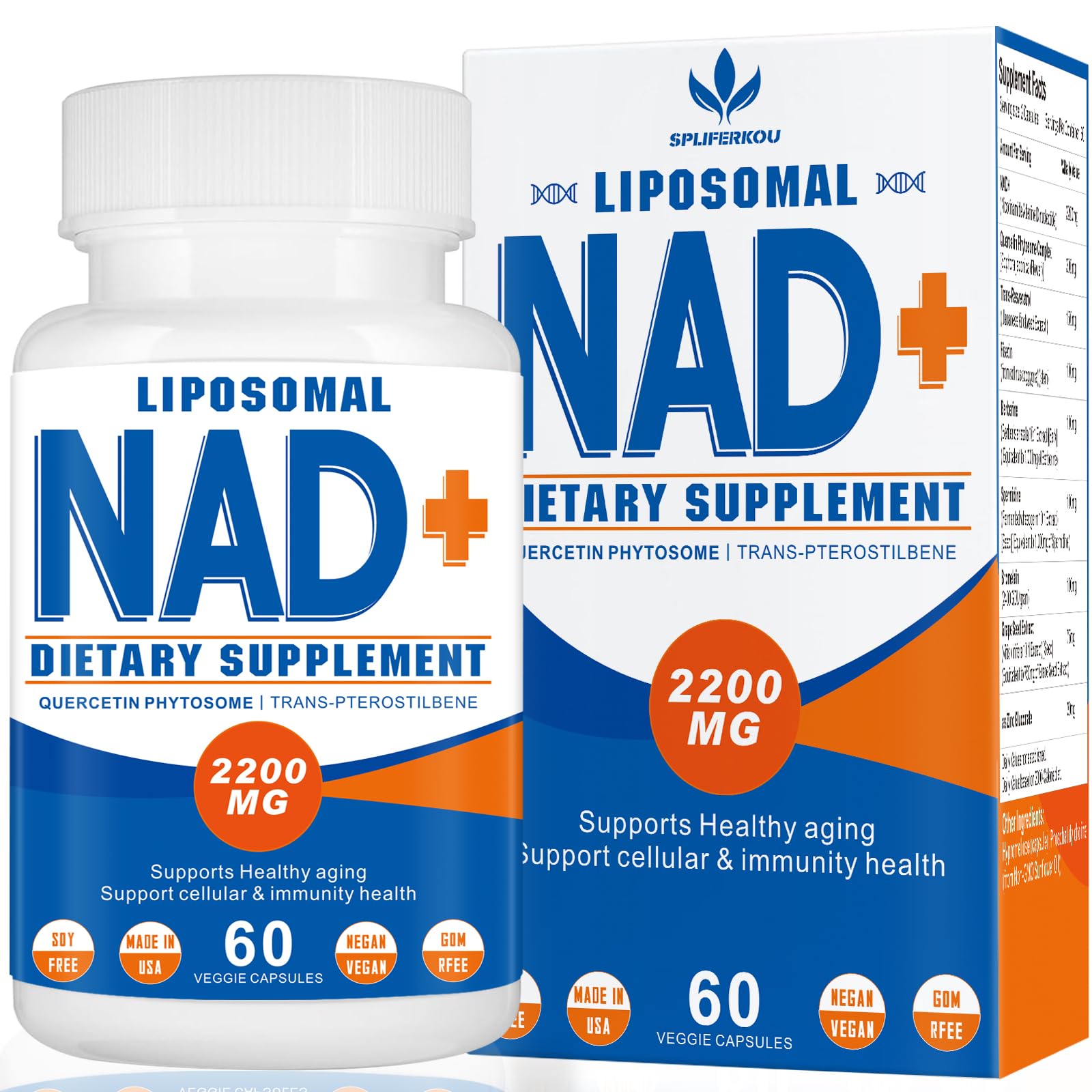 Spliferkou 2200mg Liposomal NAD+ Supplement - Enhances Cell Energy & Aging Defese, 60 Capsules Spliferkou buy supplements canada