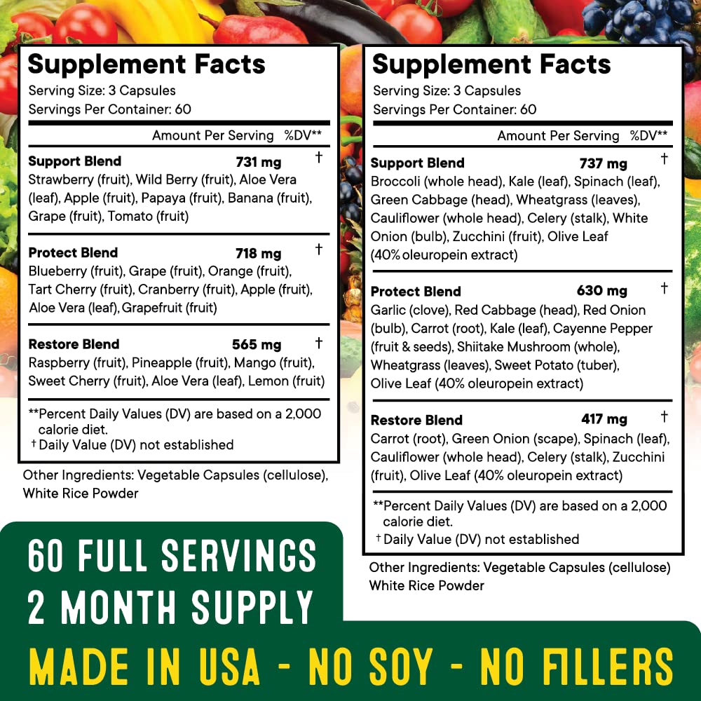 Superfood Fruit and Veggie Supplement - Fruit and Veggie Capsules 100% Whole Super Fruits and Super Vegetables Supplements & Vitamins, with Beta Carotene (720 Count (Pack of 4)) Superfood MD buy supplements canada