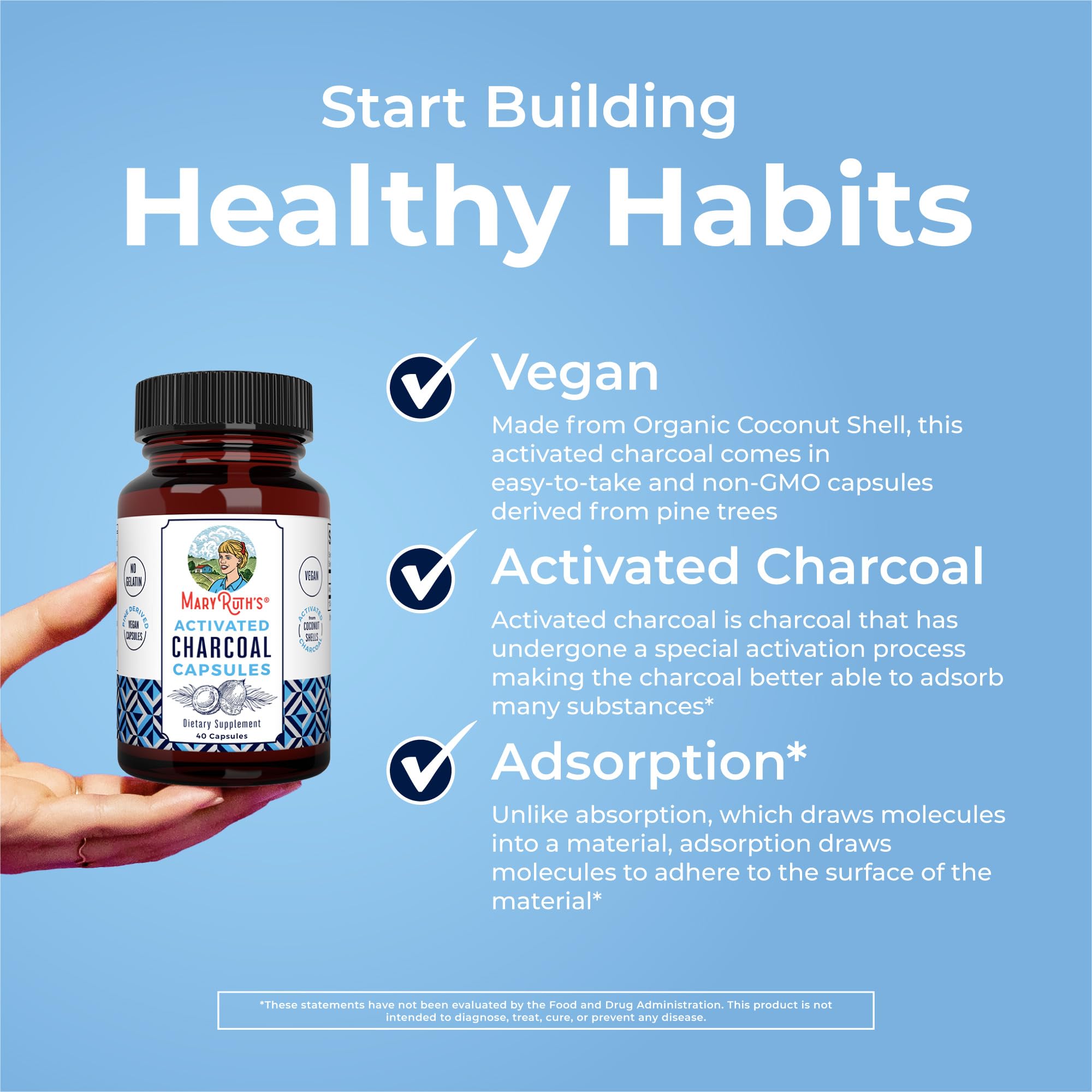 MaryRuth Organics Activated Charcoal Capsules | Substance Adsorption | Derived from Coconut Shells | Vegan Capsules from Pine Trees | Non-GMO | Gluten Free | 40 Count MARYRUTH'S buy supplements canada