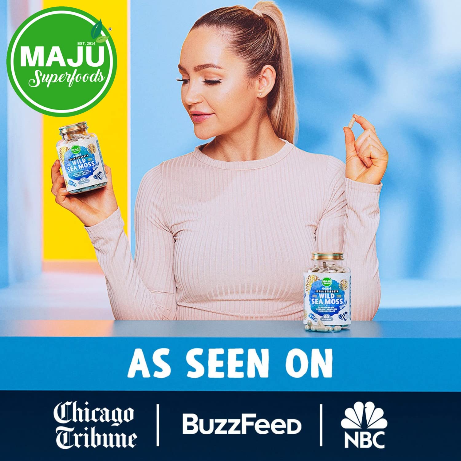 MAJU 4-in-1 Organic Sea Moss Capsules, Wild Chondrus Crispus, Seamoss Maju Superfoods buy supplements canada