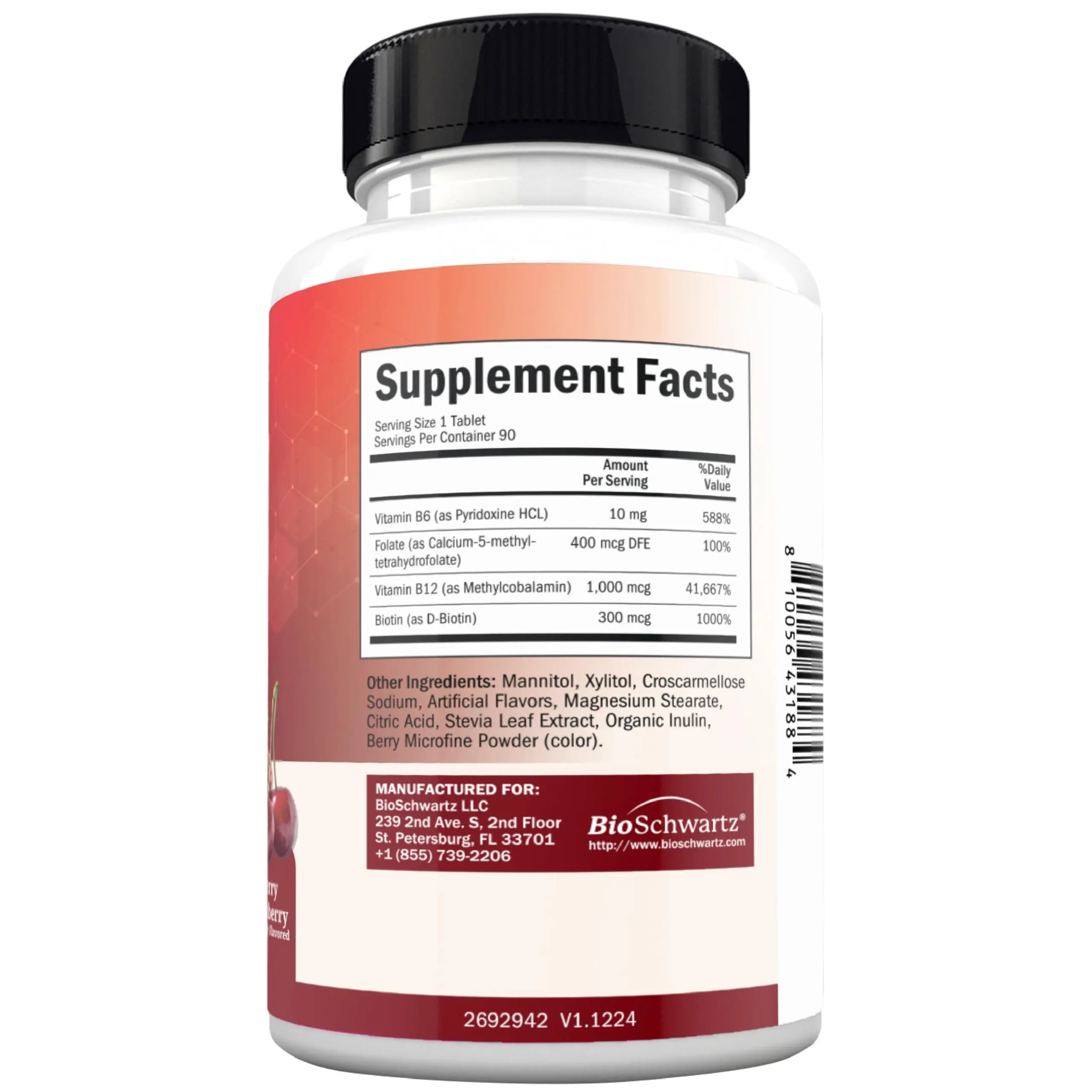 BioSchwartz Bariatric B12 Plus Dissolvable Tablets - 1000mcg Vitamin B12, Vitamin B6, Folate, Biotin - Cherry Strawberry Flavor BioSchwartz buy supplements canada