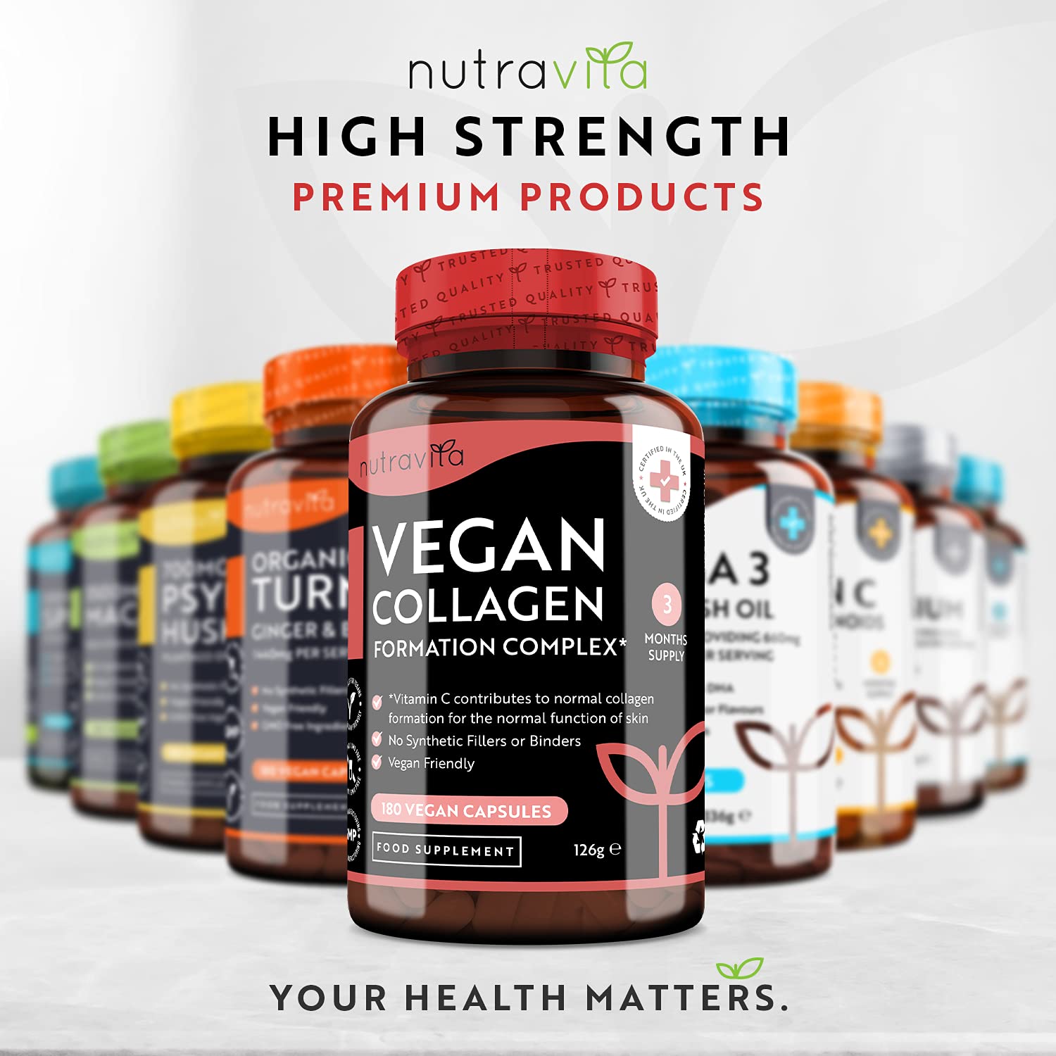 Vegan Collagen 1000mg Advanced Superfood Blend - 180 Capsules (3 Month Supply) Nutravita buy supplements canada