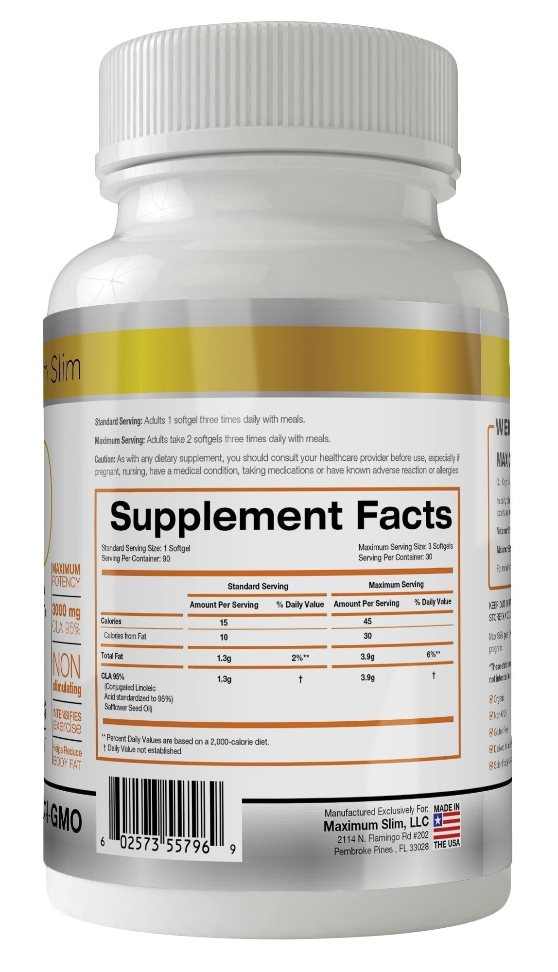 MAX CLA 3000, High Potency, Natural Weight Loss Exercise Enhancement, Increase Lean Maximum Slim buy supplements canada