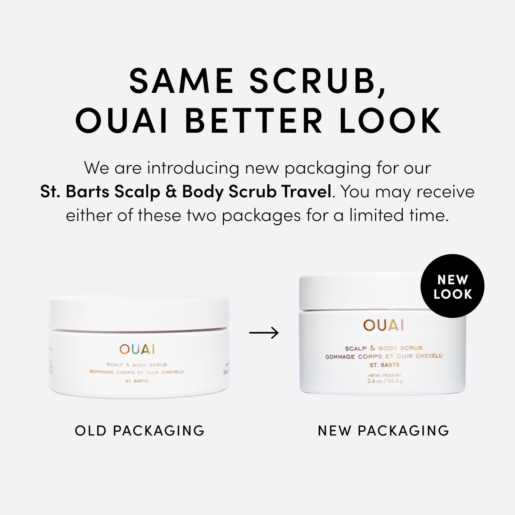 OUAI Scalp & Body Scrub, St. Barts Travel Size - Exfoliating Body Scrub with Sugar & Coconut Oil Blend for Smooth, Moisturized Skin - Gentle Scalp Exfoliator for Removing Product Build Up (3.4 oz) OUAI buy supplements canada