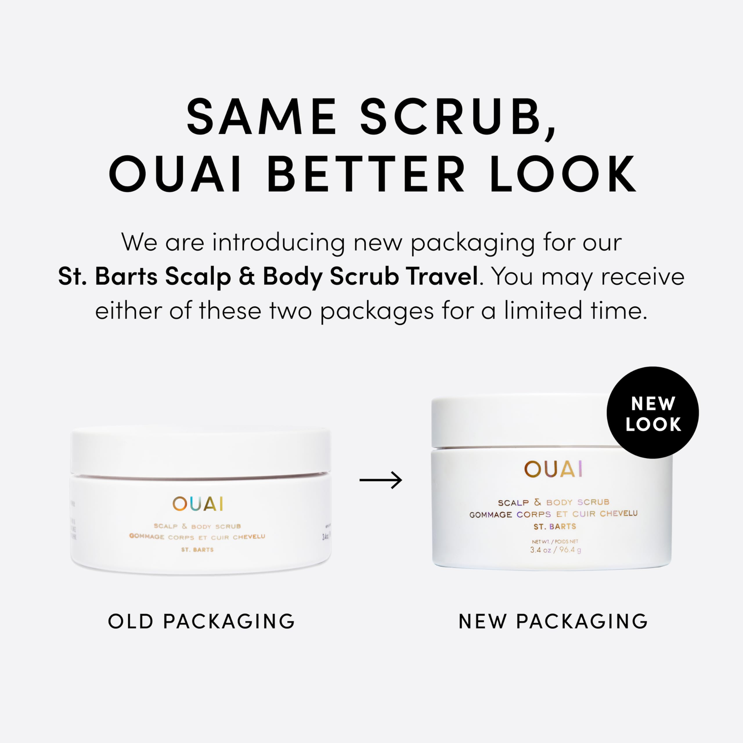 OUAI Scalp & Body Scrub, St. Barts Travel Size - Exfoliating Body Scrub with Sugar & Coconut Oil Blend for Smooth, Moisturized Skin - Gentle Scalp Exfoliator for Removing Product Build Up (3.4 oz) OUAI buy supplements canada