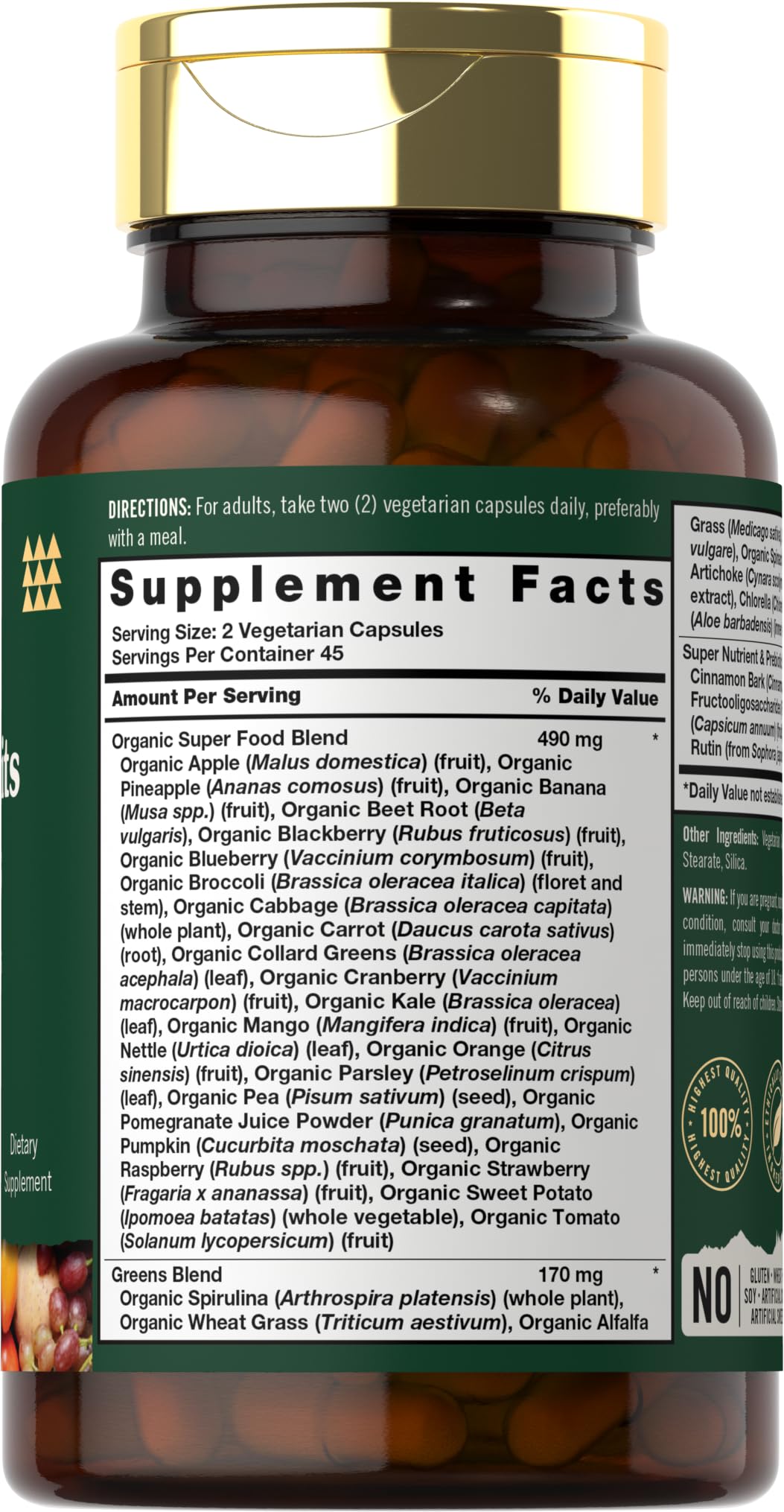 Tahoe Nutritionals Super Fruits and Veggies Capsules | 90 Count | Vegetarian, Non-GMO and Gluten Free Supplement Tahoe Nutritionals buy supplements canada