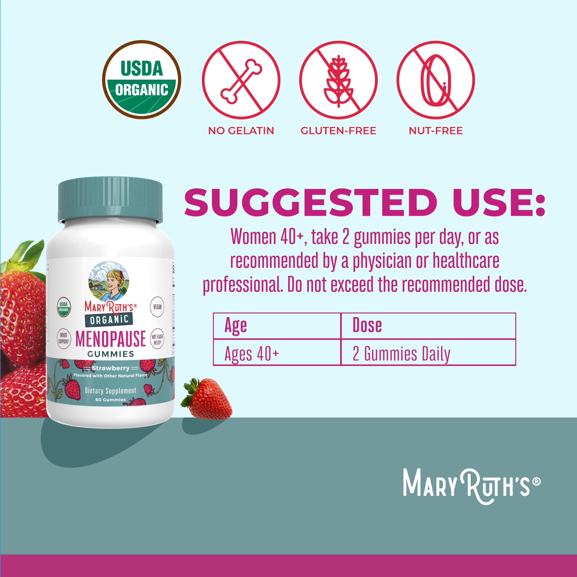 Organic Menopause Gummies by MaryRuth's | Menopause Supplements for Women | Mood Support | Hot Flash Relief | Maca Root | Black Cohosh | USDA Organic | Non-GMO | Vegan | 30 Servings MARYRUTH'S buy supplements canada