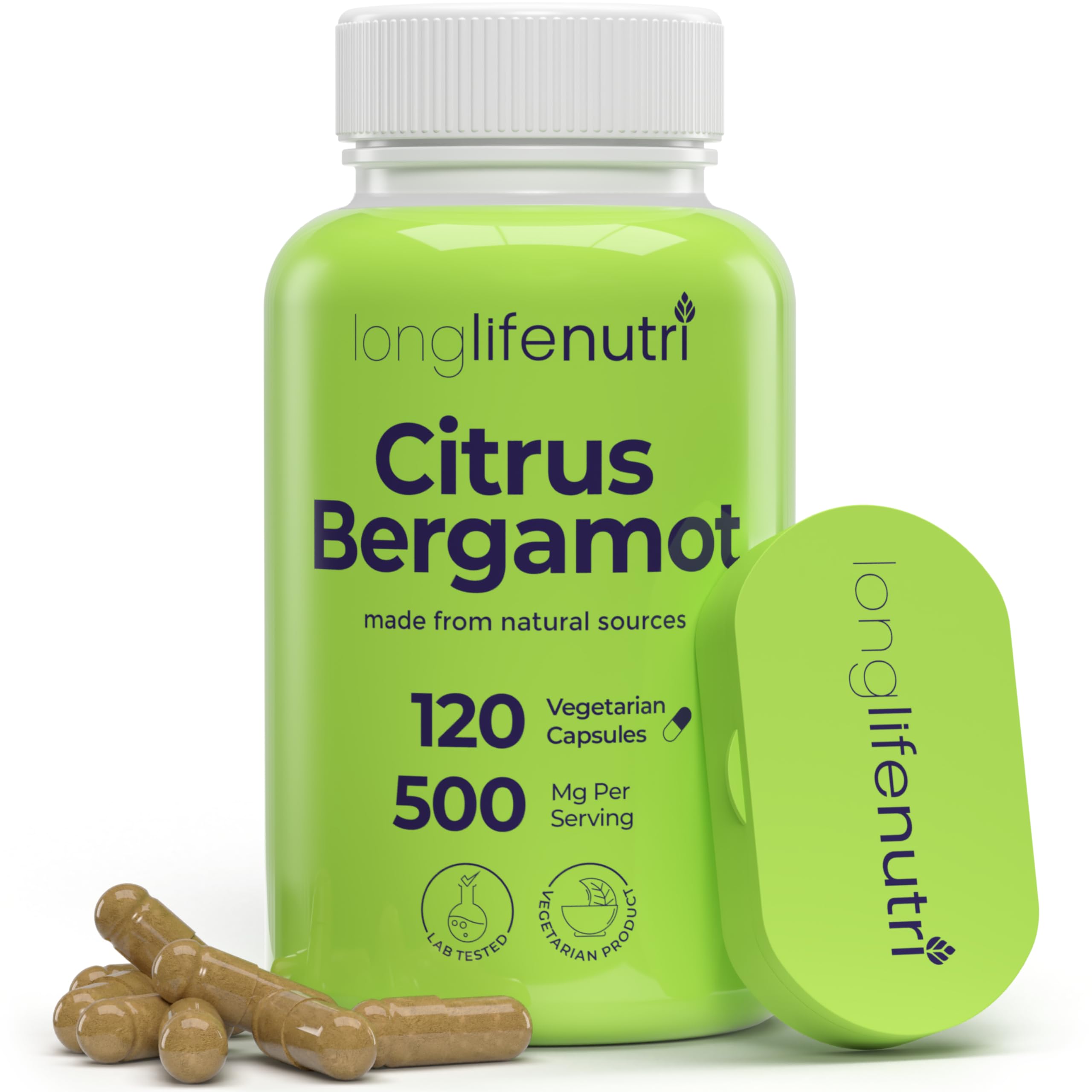 LongLifeNutri Citrus Bergamot Extract 500mg - 120 Vegetarian Capsules, 40% Polyphenolic Flavanones, 4-Month Supply, Plant-Based Anti-Oxidant, Tested, Made in USA LongLifeNutri buy supplements canada