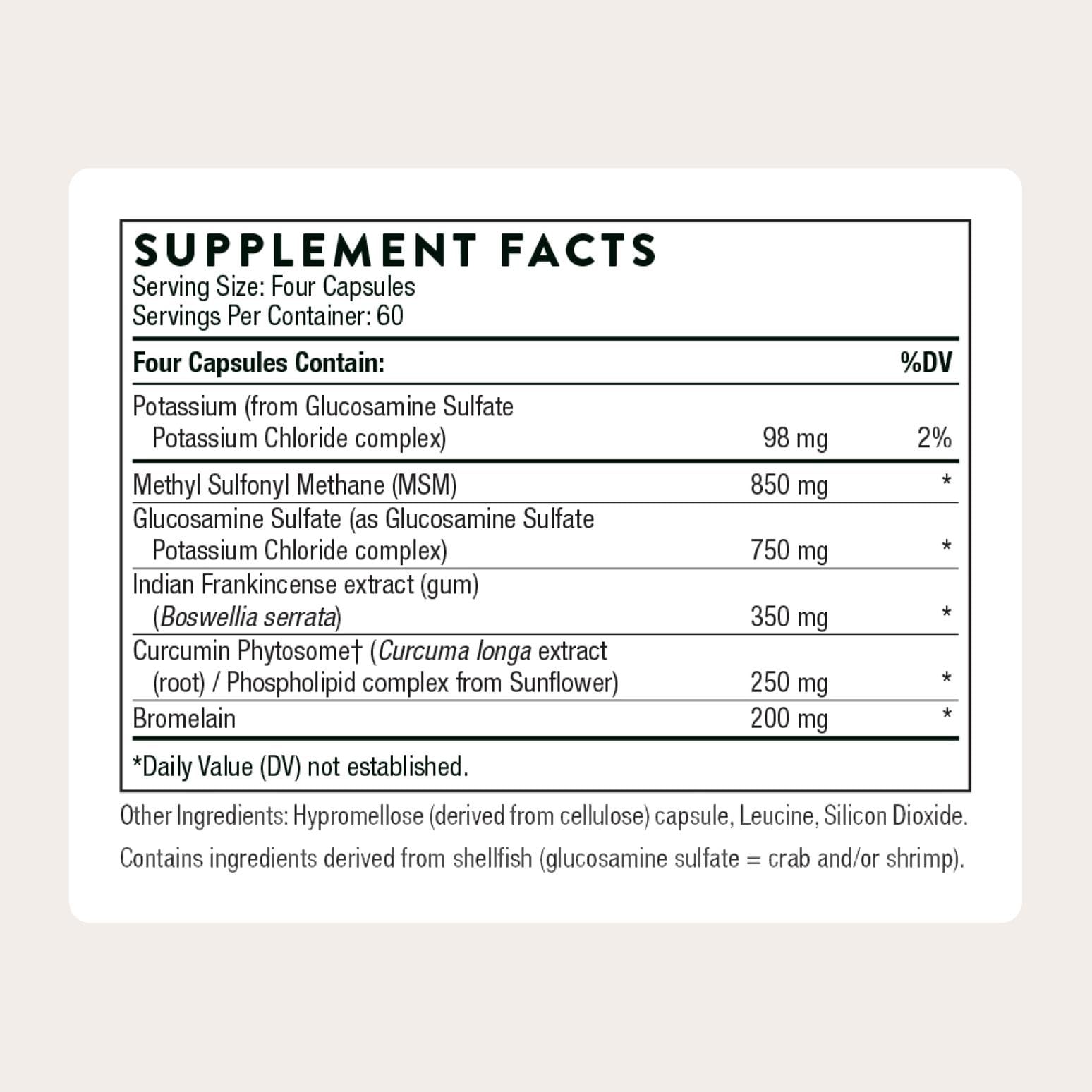 THORNE - Joint Support Nutrients - Formulated with Glucosamine, MSM, Curcumin, Bromelain, Boswellia & Potassium for Joint Support* - Third-Party Certified - Gluten, Dairy & Soy-Free - 240 Capsules THORNE buy supplements canada