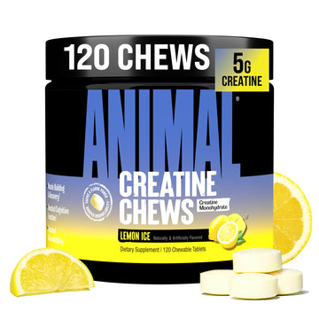 Animal Creatine Chews Tablets - Enhanced Creatine Monohydrate with AstraGin to Improve Absorption, Sea Salt for Added Pumps, Delicious and Convenient Chewable Tablets - Lemon Ice Animal buy supplements canada