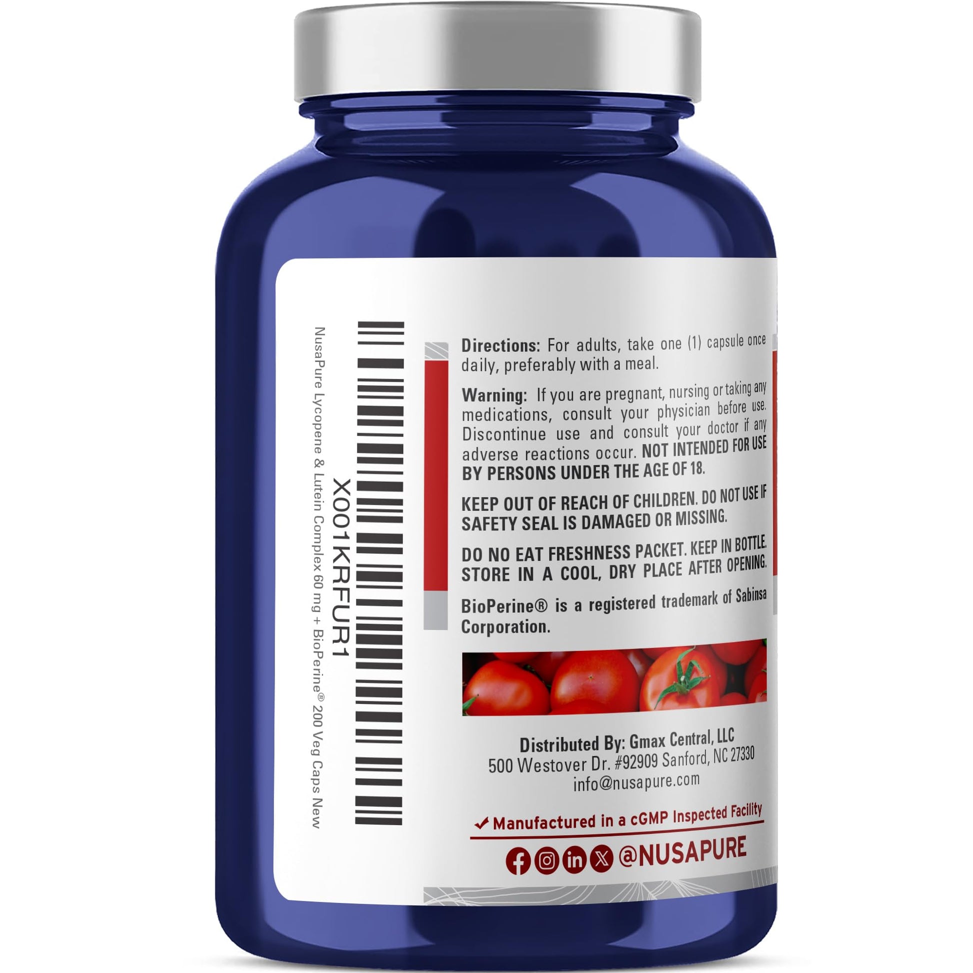 NusaPure Lycopene & Lutein Complex 60mg per Caps, 200 Veggie Capsules (Non-GMO, Vegan) NusaPure buy supplements canada