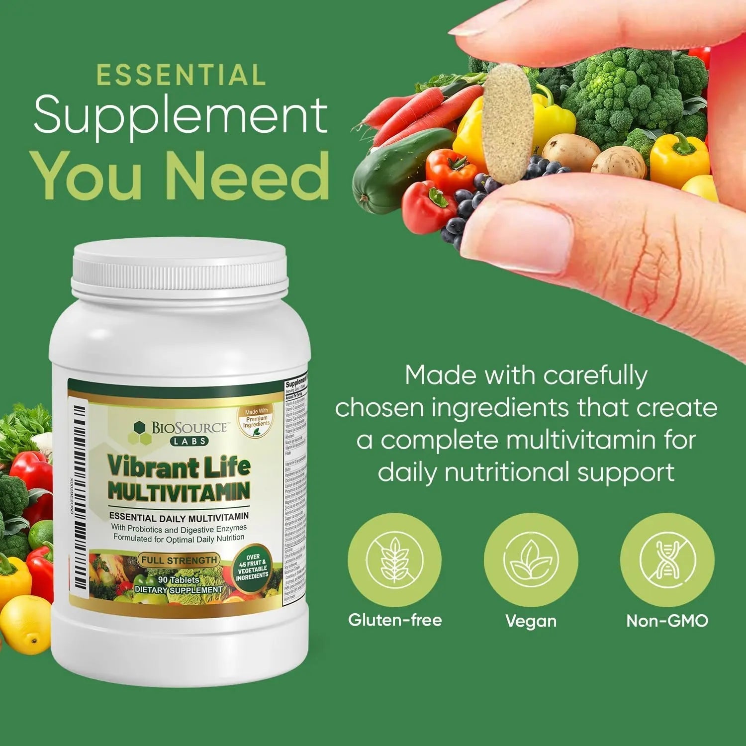 BioSource Labs Vibrant Life Multivitamin with Probiotics, Digestive Enzymes & B-Complex – Over 45 Fruits and Veggies BioSource Labs buy supplements canada