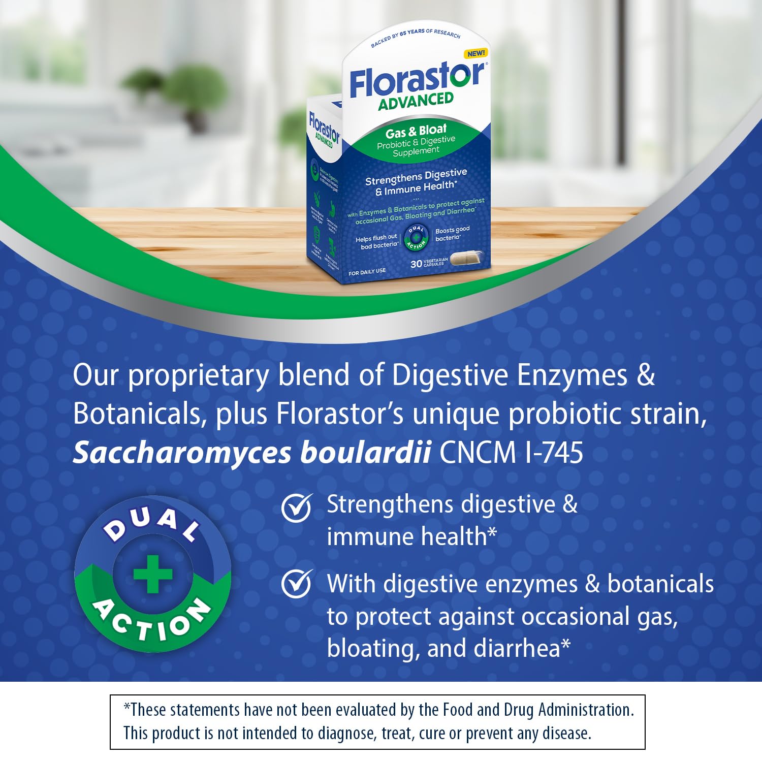 Florastor Advanced Gas and Bloat Probiotic, Digestive Enzymes and Botanicals, Plus Probiotics for Digestive Health, 30 Capsules Florastor buy supplements canada