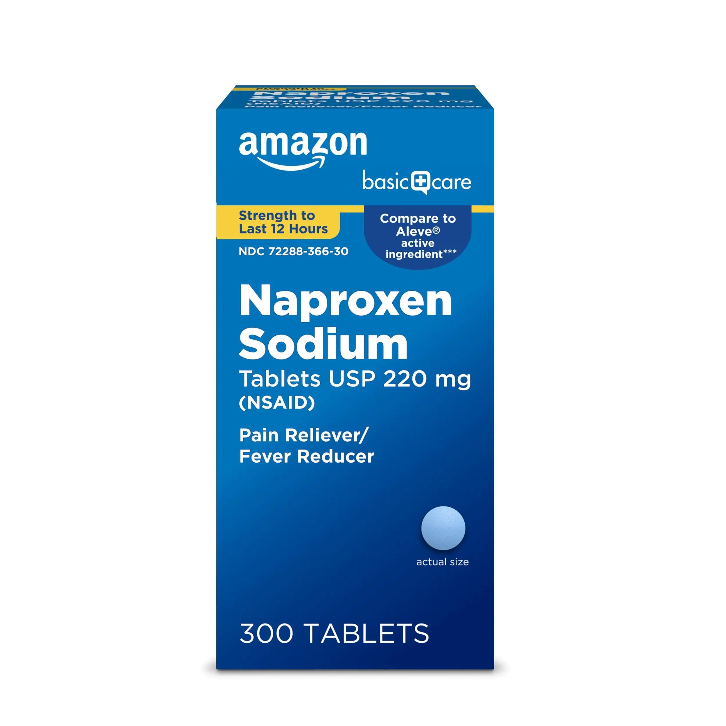 Amazon Basic Care Naproxen Sodium Tablets 220 mg, Pain Reliever/Fever Reducer (NSAID), 12-Hour Relief for Headache, Backache, Menstrual Pain, Muscle Aches, Arthritis, 300 Count Amazon Basic Care buy supplements canada