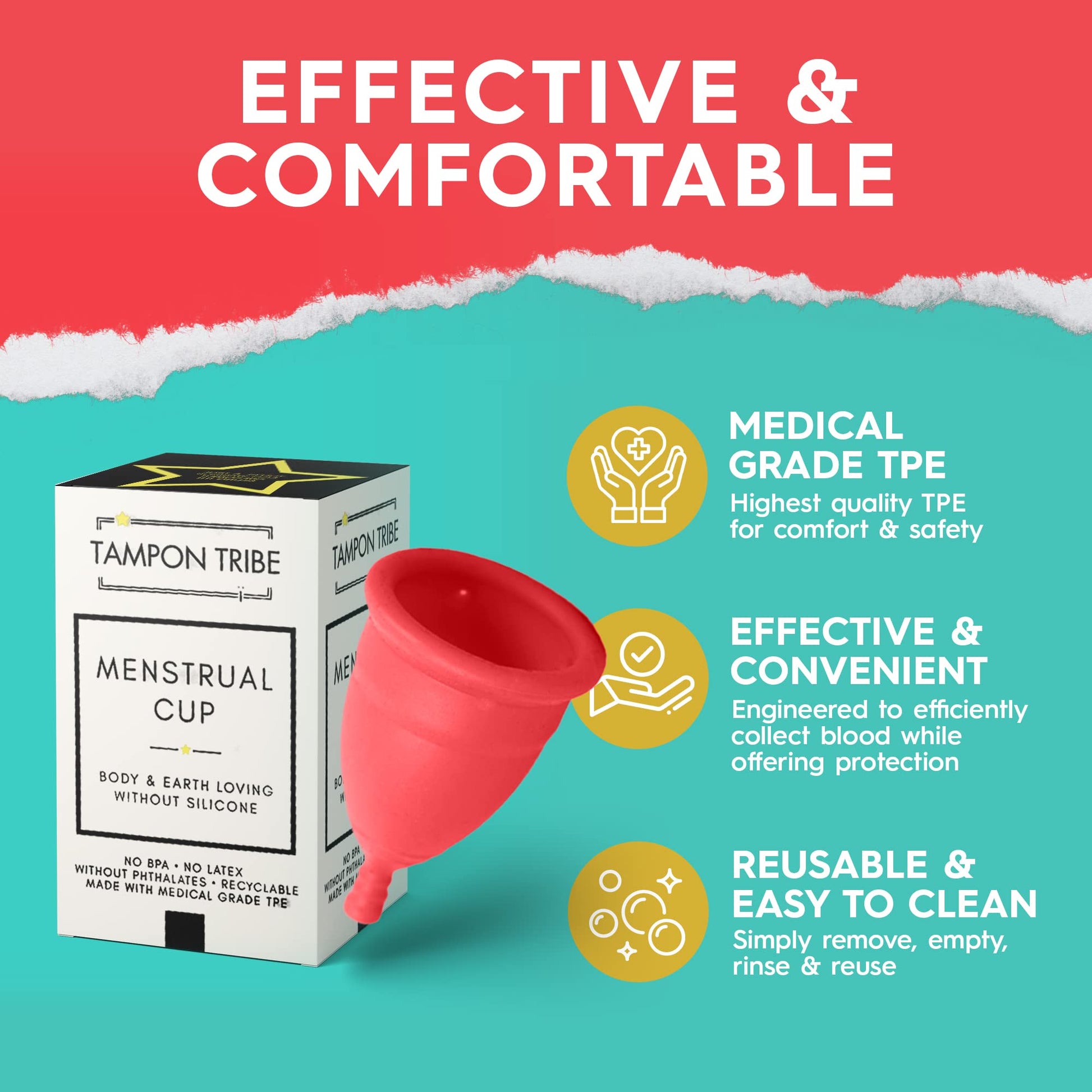Tampon Tribe - Reusable Menstrual Cup, Easy to Clean TPE-Based Period Essential, Silicone-Free Tampon Tribe buy supplements canada