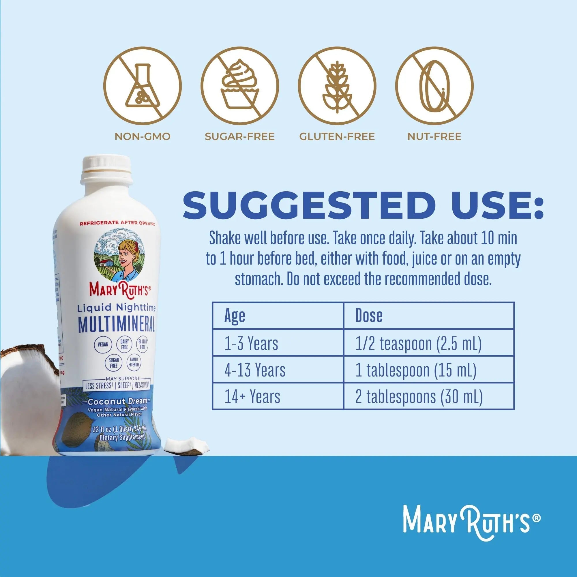 MaryRuth's Multivitamin Gummies for Women (Cherry & Raspberry) & Liquid Nighttime Multimineral Coconut (32oz) | Clean Label Project Verified MARYRUTH'S buy supplements canada