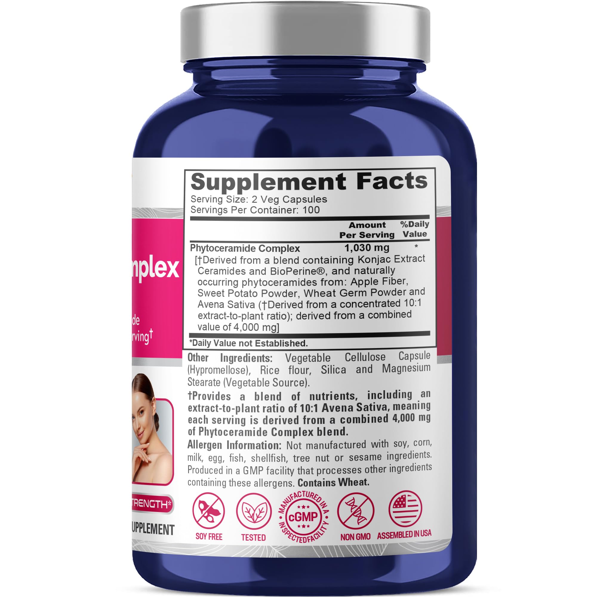 NusaPure Phytoceramide Complex 10:1 Extract, 1030 mg Equivalent to 4000 mg 200 Veggie Capsules (Non-GMO) Bioperine NusaPure buy supplements canada