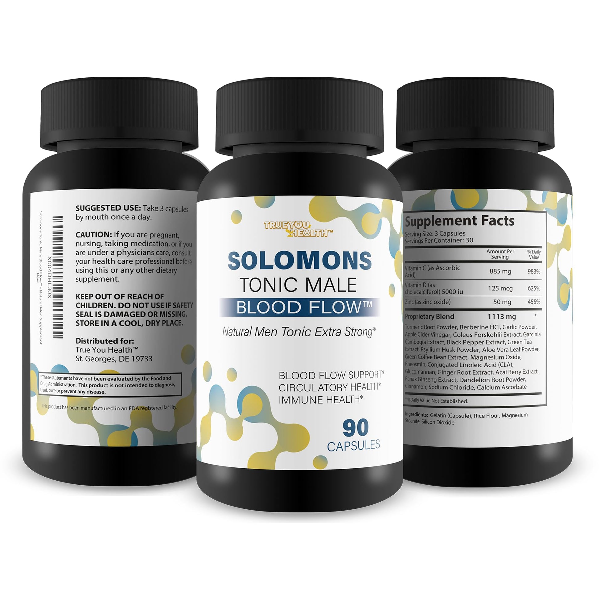 Solomons Tonic - Our Best Mens Blood Flow Supplement - Good Blood Flow Support - Male Blood Flow Capsules - Max Blood Flow Pills - Blood Circulation Supplements for Men - Male Blood Circulation Pills True You Health buy supplements canada