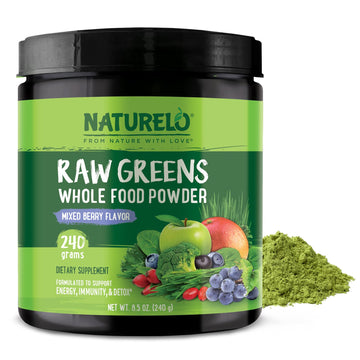 NATURELO Raw Greens Superfood Powder 240 Grams, Mixed Berry - Supports Energy, Immunity and Detox - Includes Spirulina, Wheat Grass and Organic Greens for Whole Food Nutrition NATURELO buy supplements canada
