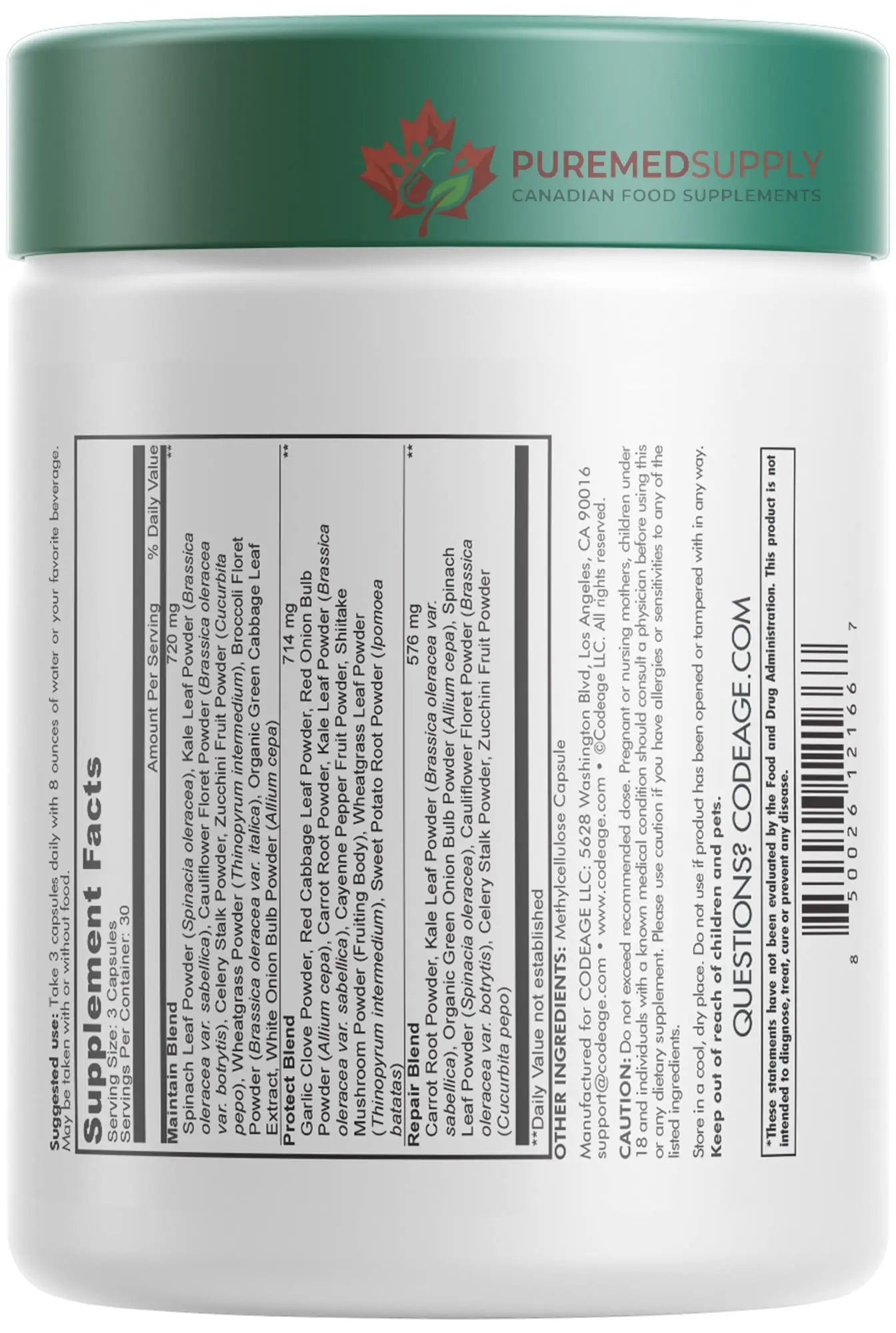 Codeage Instantfood Easy Veggies, Over 15 Vegetable Powders Equivalent All-in-One, Daily Vegan Blend, Whole Food Greens Vitamins Supplement Capsules, Phytonutrients Multivitamin, Non-GMO, 90 Capsules Codeage buy supplements canada