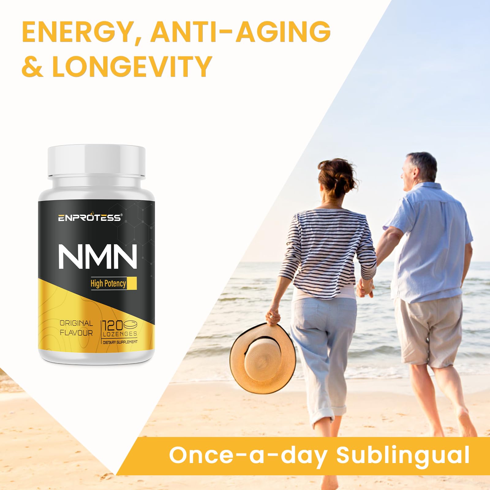 Sublingual NMN 500mg, Max Absorbency & Fast-Acting NMN Supplement（120-Day Supply）, 99% Pure NMN (Nicotinamide Mononucleotide) for NAD, Cell, Immune, Energy, Muscle, Anti-Aging, Longevity, 120 Lozenges Enprotess buy supplements canada