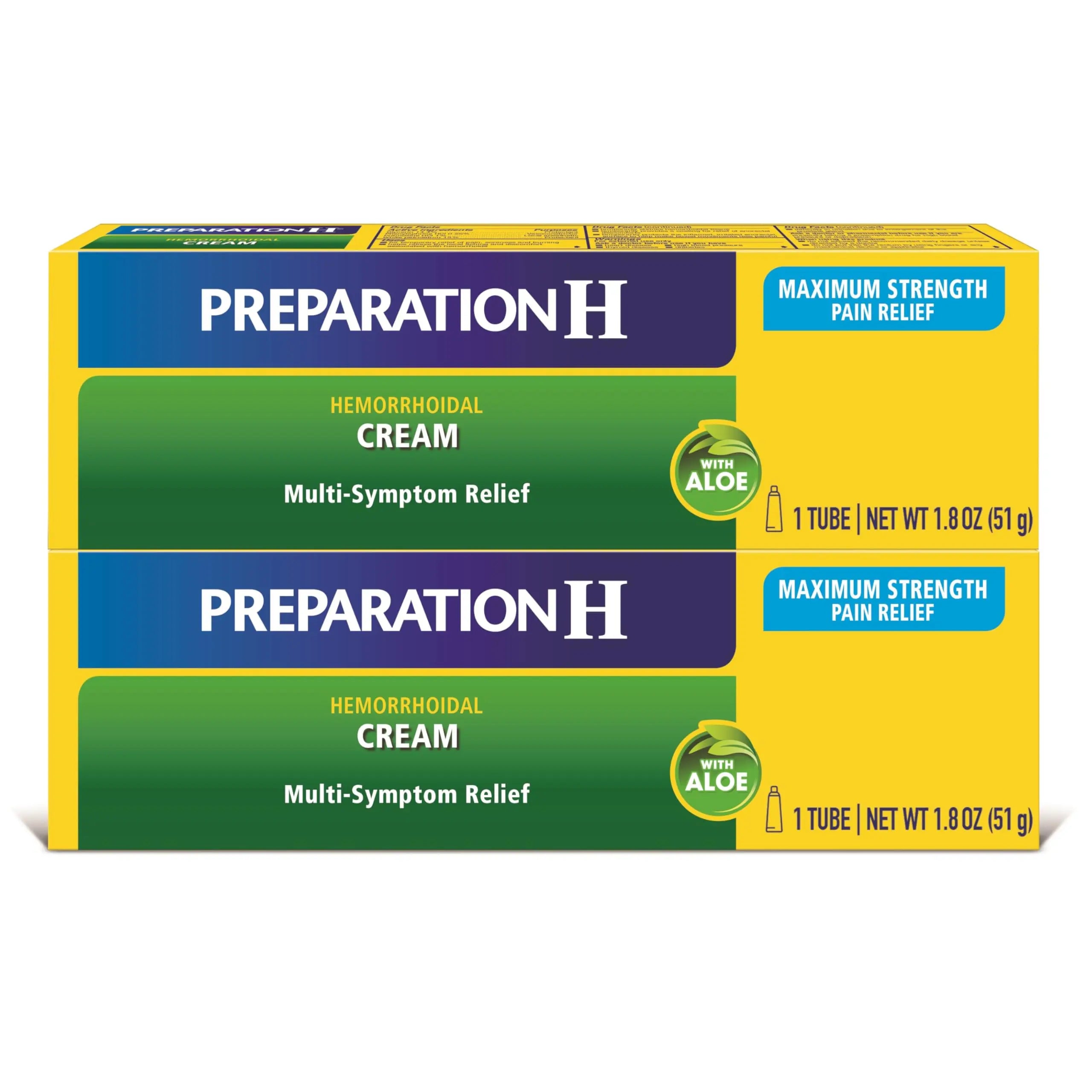 Preparation H Hemorrhoid Symptom Treatment Cream (2 x 1.8 Ounce Tube), Maximum Strength Multi-Symptom Pain Relief with Aloe Preparation H buy supplements canada