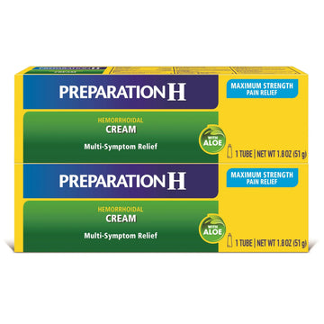 Preparation H Hemorrhoid Symptom Treatment Cream (2 x 1.8 Ounce Tube), Maximum Strength Multi-Symptom Pain Relief with Aloe Preparation H buy supplements canada