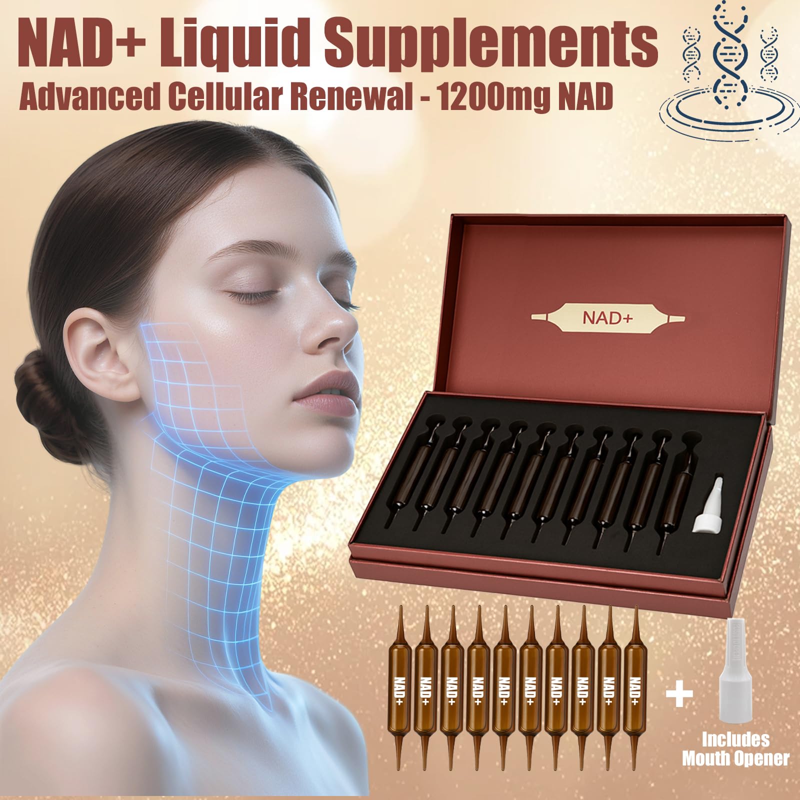 NAD+Advanced Cellular Renewal - 1200mg NAD+Liquid Supplements for Energy & Focus - 10 Vials (1) Lexenic buy supplements canada