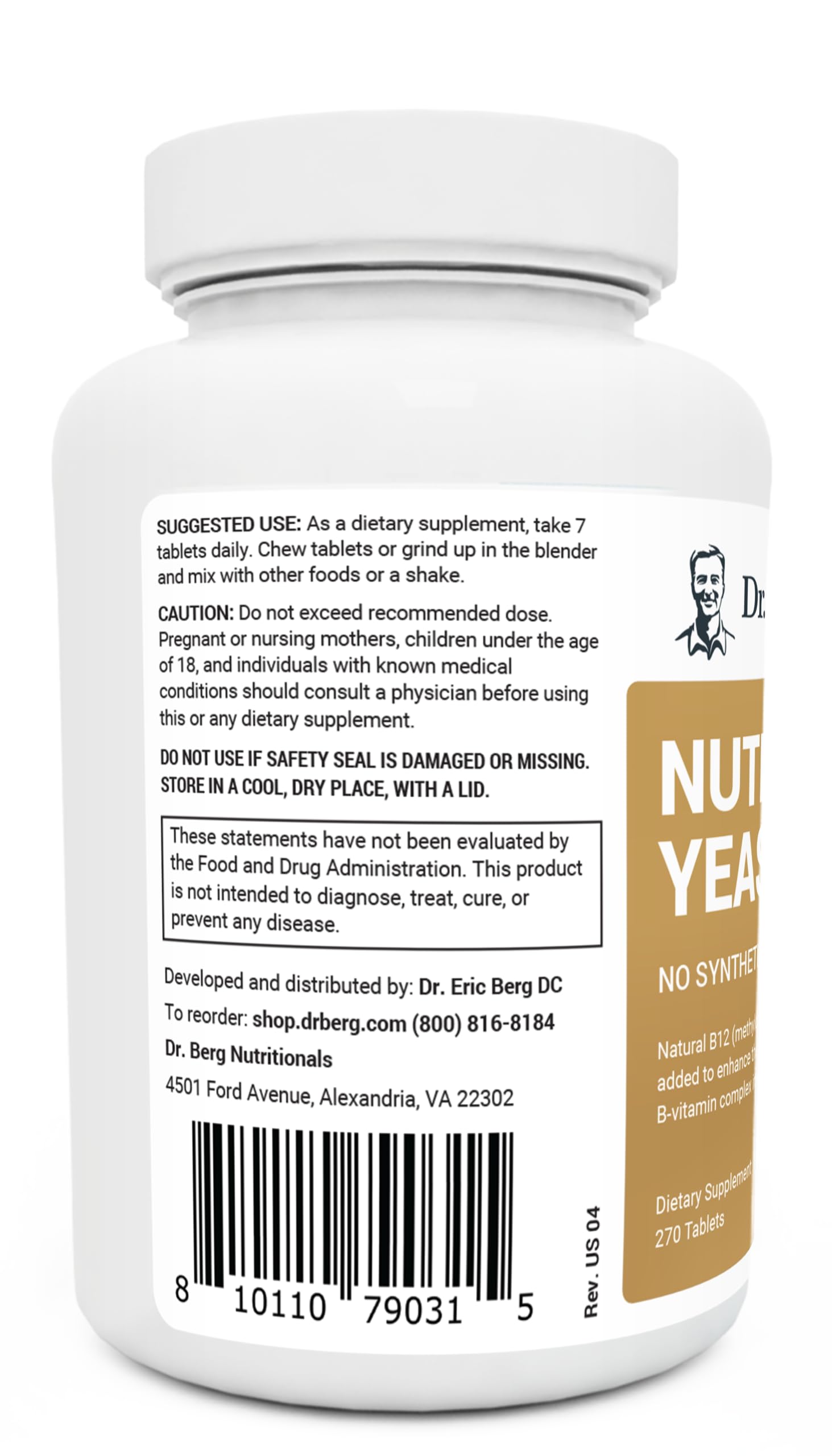 Dr. Berg Nutritional Yeast Tablets – Natural B12 Added - All 8 B Vitamin Complex – Organic Dr. Berg Nutritionals buy supplements canada