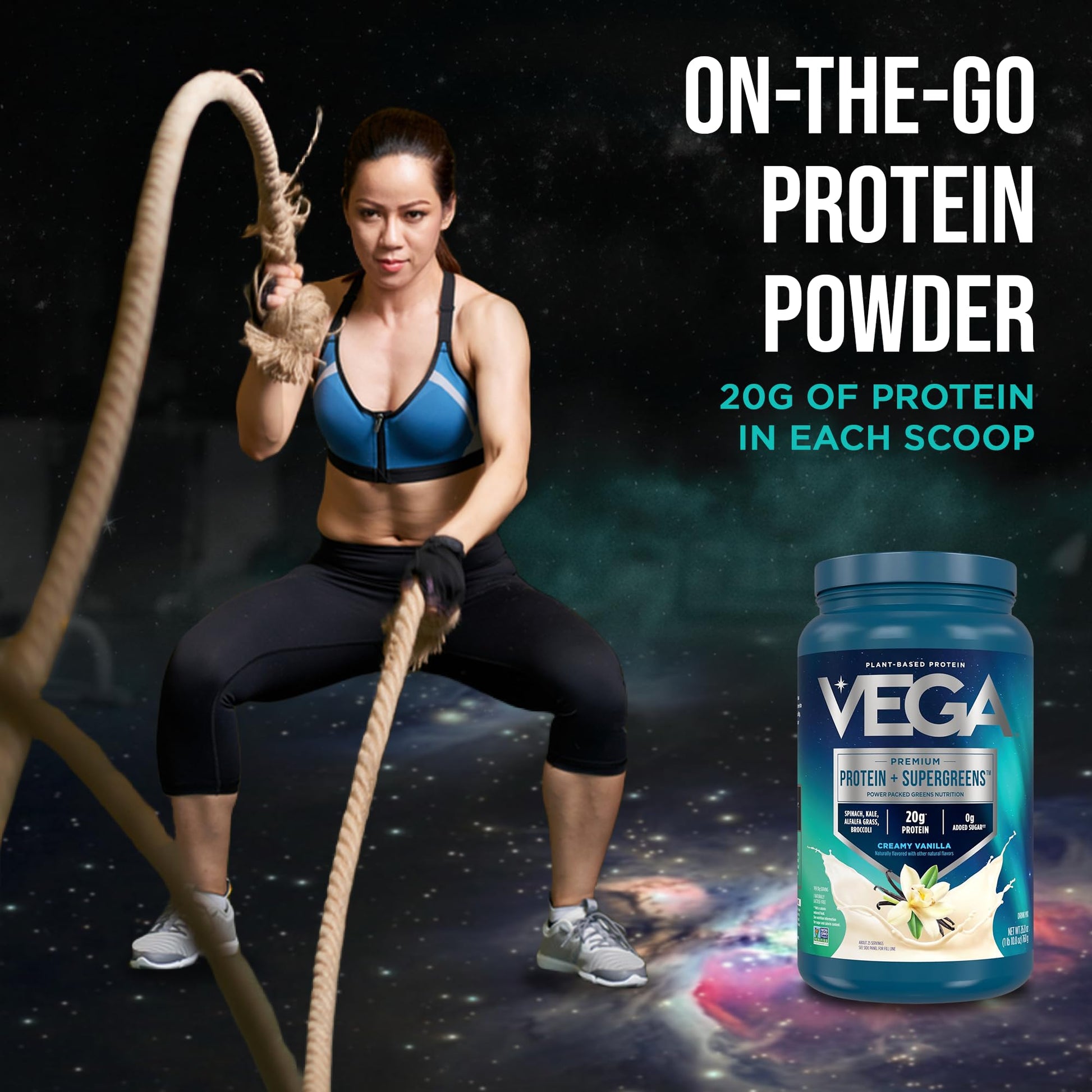 Vega Premium Protein + Supergreens, Creamy Vanilla – 20g Vegan Protein, Dairy & Gluten Free, 26.9 oz (25 Servings) Vega buy supplements canada