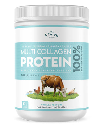 Vanilla Multi Collagen Protein Powder - 400g - Unsweetened - 5 Types of Collagen Peptides Revive Naturals buy supplements canada