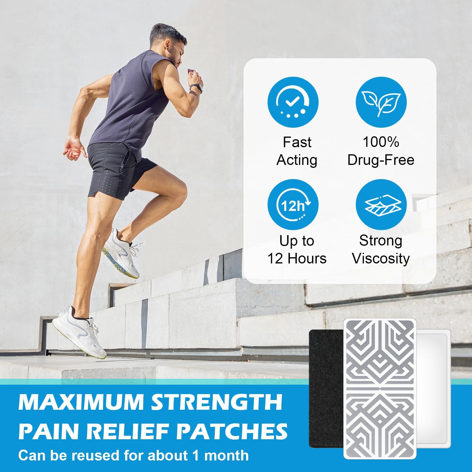 Reusable Pain Relief Patches for Sore Muscle, Includes 3 Adhesives, 1 Patch & 1 Carry Bag, Pain Patches for Neck, Back,Foot, Knee etc, Large&Fast Acting, Easy Adhesive Application Pain Patch-0304 SKAYAH buy supplements canada