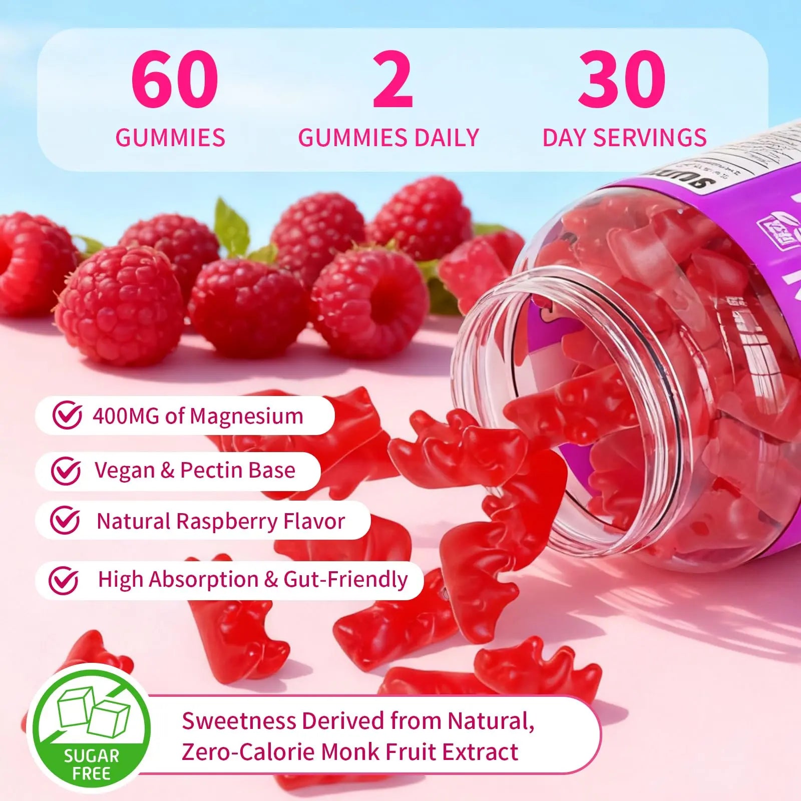Pack of 2 Magnesium Complex Gummies 400mg, Magnesium Glycinate, Malate, Citrate, Taurate, Oxide & More | w/Ashwagandha Extract, D3 & B12 for Calm, Zzz, Relaxation, Raspberry Flavor, 120 Count YUULAI buy supplements canada