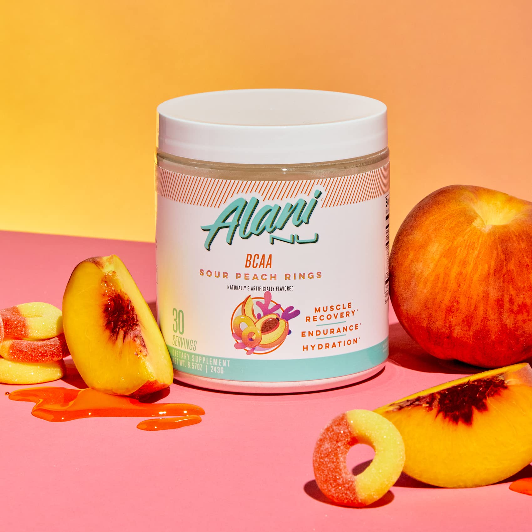 Alani Nu Breezeberry Pre Workout and BCAA Sour Peach Rings Post Workout Powder Alani Nu buy supplements canada