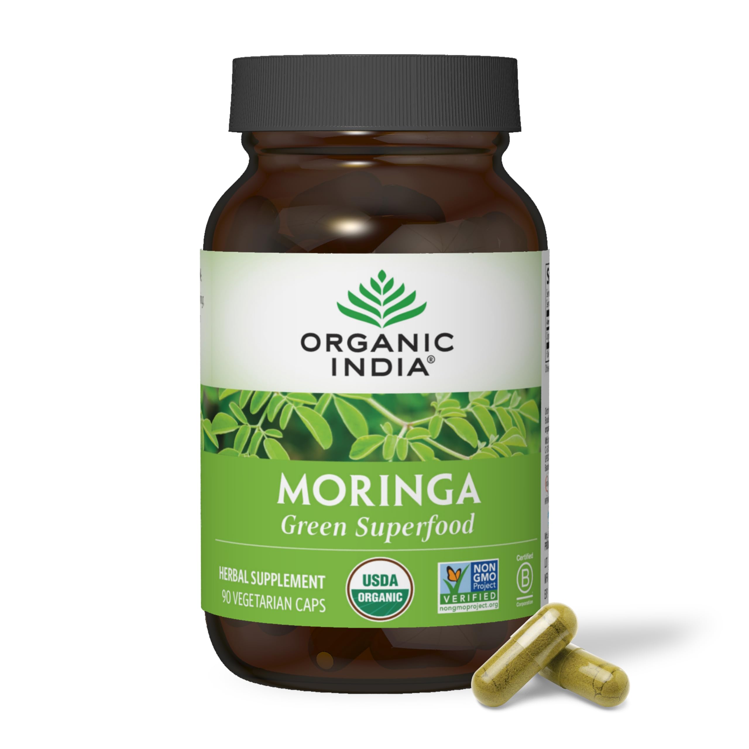 ORGANIC INDIA Moringa Herbal Supplement - Green Superfood, Nutrient Dense, Pure Plant Protein, Vitamin A, E, K, Iron, Calcium, Fiber, Vegan ORGANIC INDIA buy supplements canada