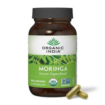 ORGANIC INDIA Moringa Herbal Supplement - Green Superfood, Nutrient Dense, Pure Plant Protein, Vitamin A, E, K, Iron, Calcium, Fiber, Vegan ORGANIC INDIA buy supplements canada