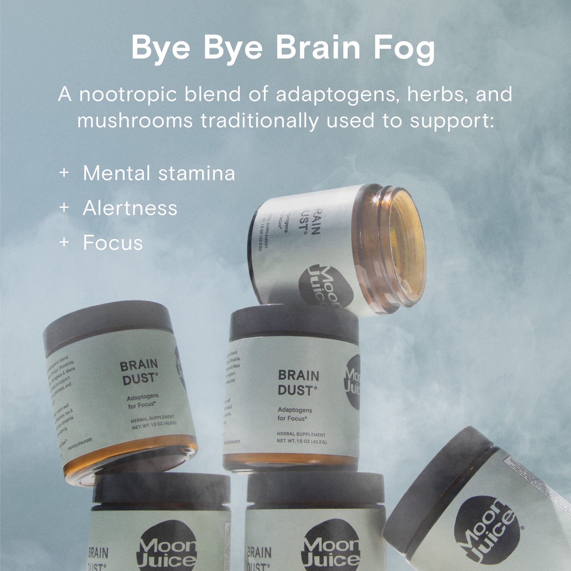 Moon Juice Brain Dust - Adaptogenic Mushroom Supplement for Memory & Focus - Lion’s Mane, Ginkgo Biloba & Ashwagandha - Caffeine-Free, Vegan Brain Supplement - 1.5 oz Moon Juice buy supplements canada