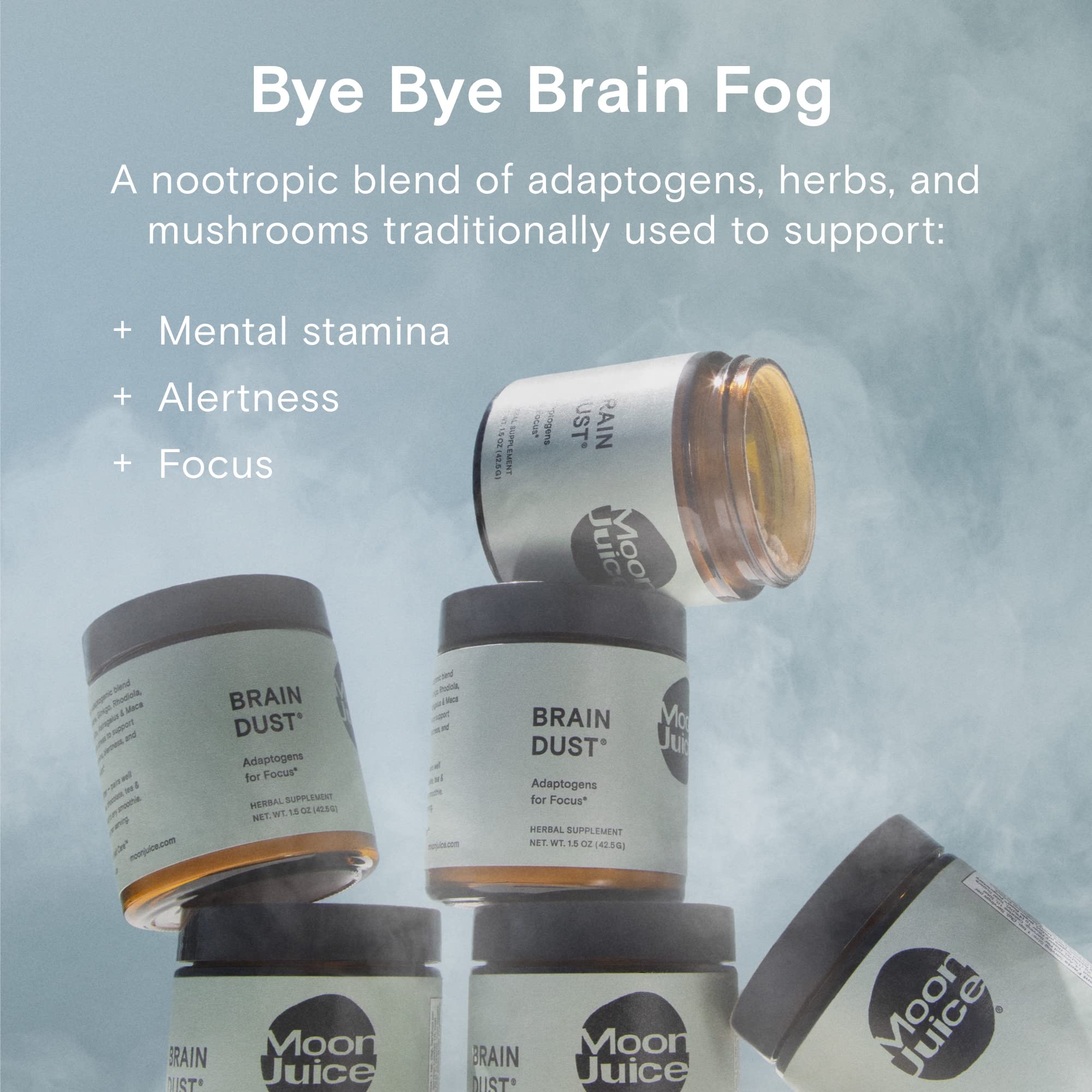 Moon Juice Brain Dust - Adaptogenic Mushroom Supplement for Memory & Focus - Lion’s Mane, Ginkgo Biloba & Ashwagandha - Caffeine-Free, Vegan Brain Supplement - 1.5 oz Moon Juice buy supplements canada