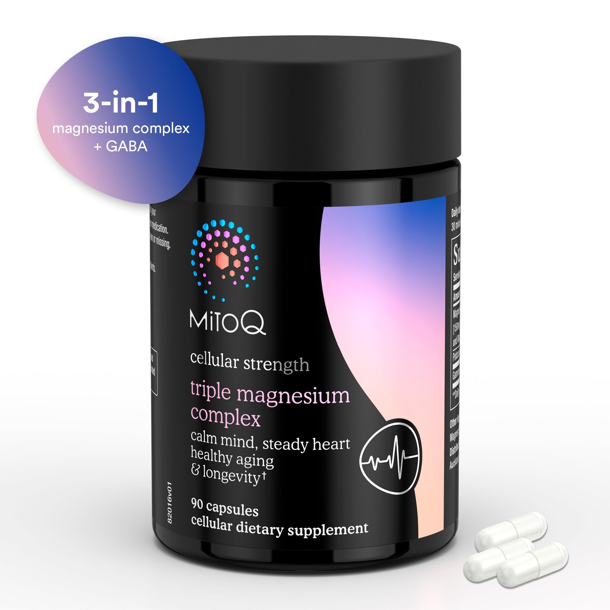 MitoQ Triple Magnesium Complex | Magnesium Glycinate, Taurinate, Oxide with GABA for Heart Health, Stress Management, & Deeper Sleep | High Absorption | 90 Capsules MitoQ buy supplements canada