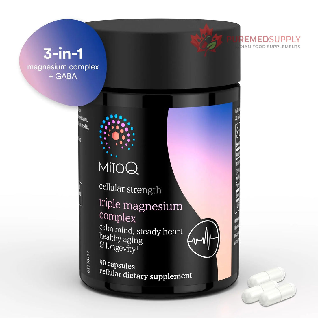 MitoQ Triple Magnesium Complex | Magnesium Glycinate, Taurinate, Oxide with GABA for Heart Health, Stress Management, & Deeper Sleep | High Absorption | 90 Capsules MitoQ buy supplements canada