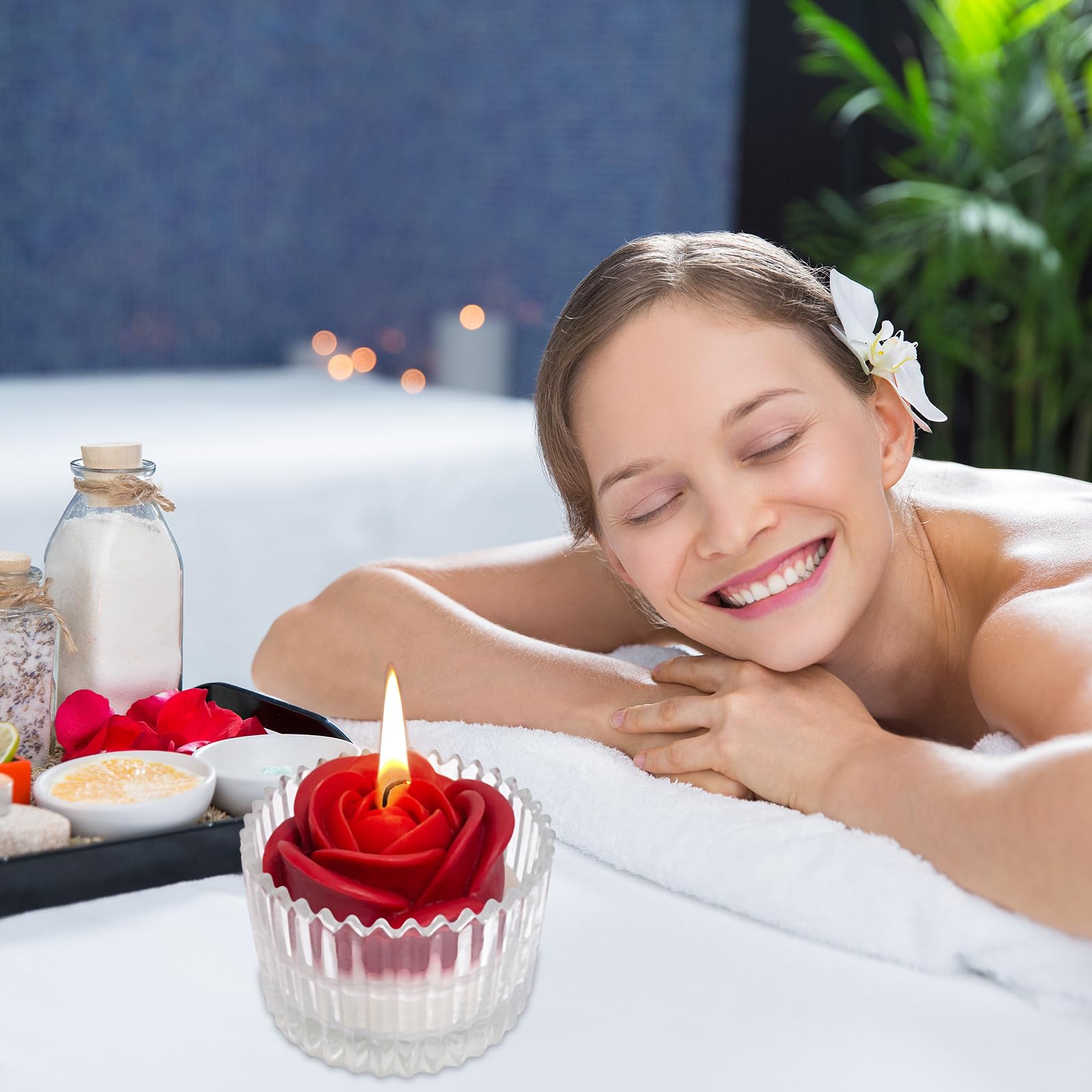 Red Rose Candle in Rippled Glass Jar for Valentine's Day Gifts, English Pear& Freesia Scented Candles Peytanger buy supplements canada
